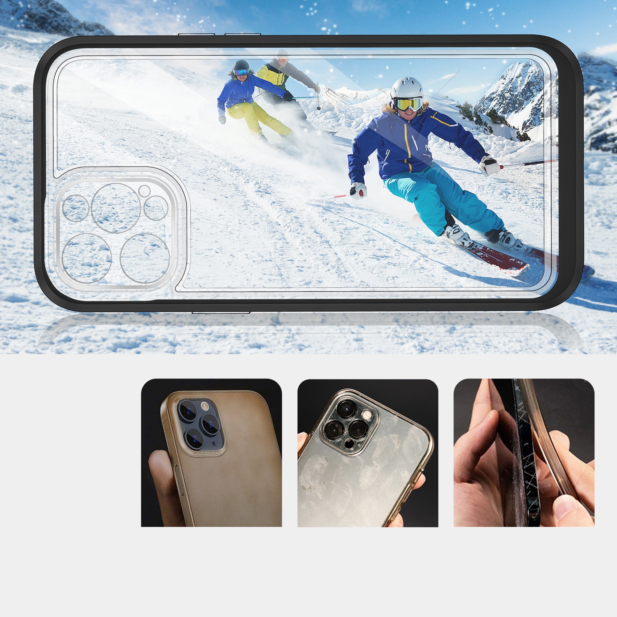Skaidrus dėklas iPhone 12 Pro – juodas rėmelis -- iPhone 12 Pro