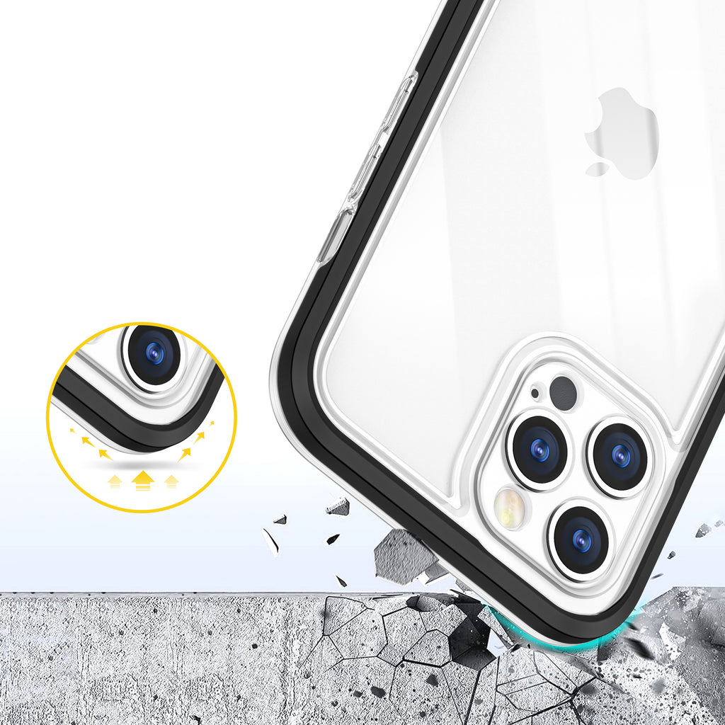 Skaidrus dėklas iPhone 12 Pro – juodas rėmelis -- iPhone 12 Pro