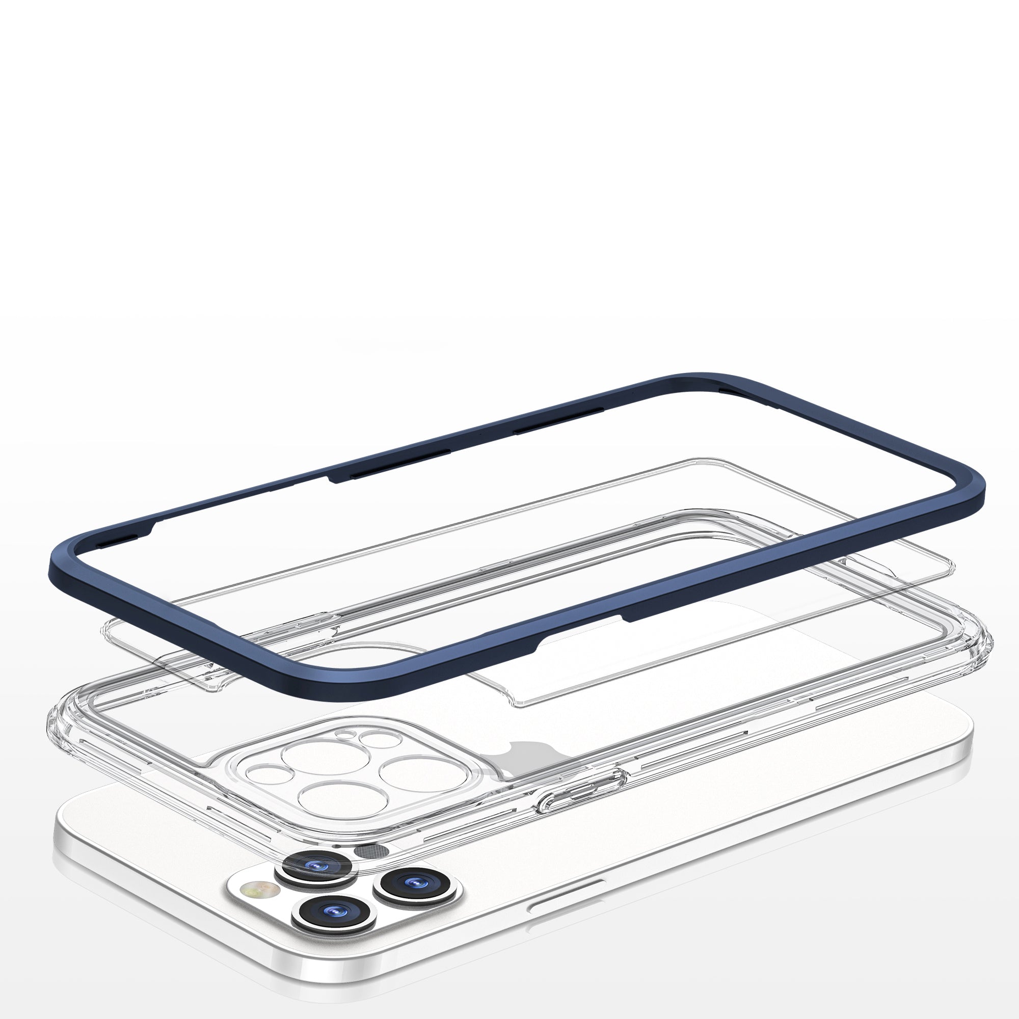 Skaidrus dėklas iPhone 12 Pro – mėlynas rėmelis -- iPhone 12 Pro