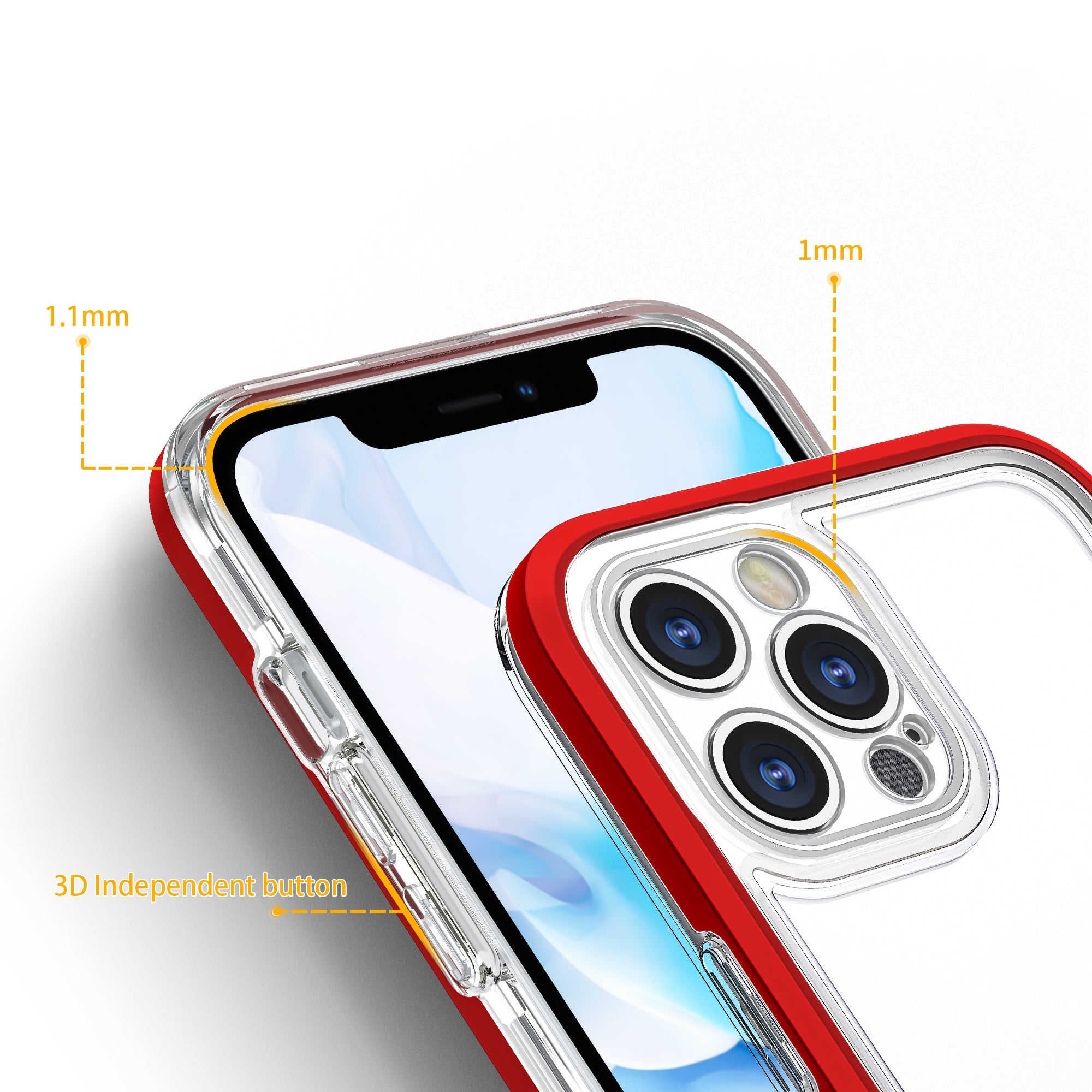 Skaidrus 3in1 dėklas iPhone 12 Pro Max – raudonas -- iPhone 12 Pro Max