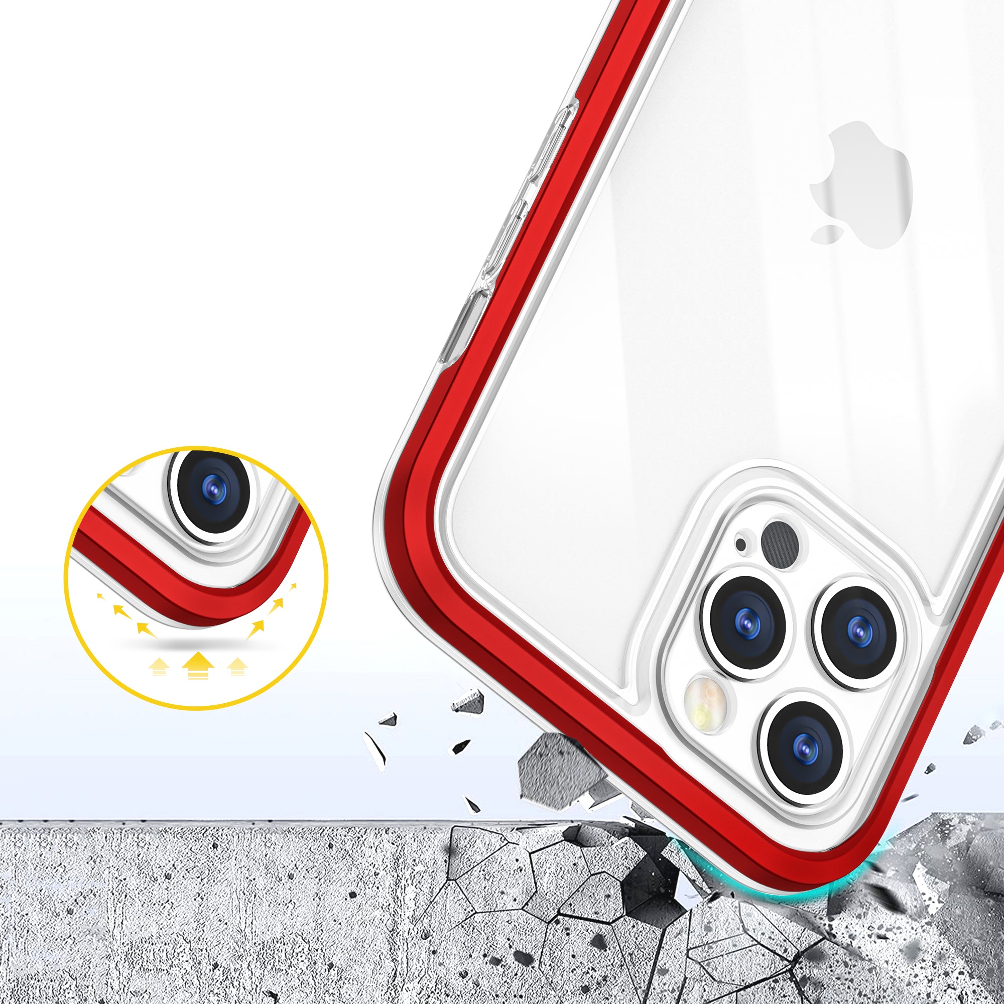 Skaidrus 3in1 dėklas iPhone 12 Pro Max – raudonas -- iPhone 12 Pro Max