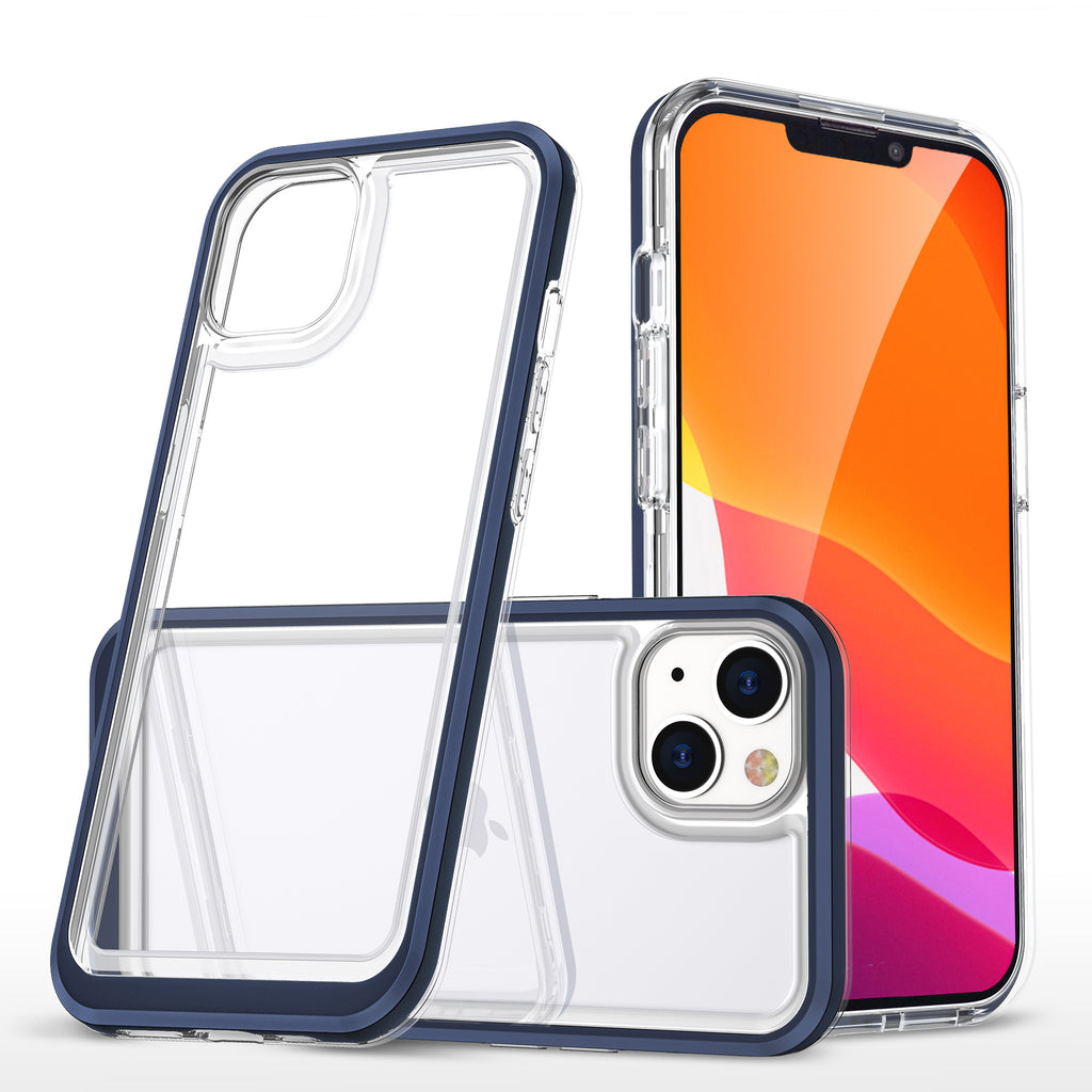Skaidrus 3in1 dėklas iPhone 13 mini – mėlynas rėmelis