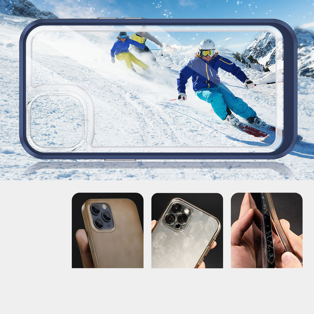 Skaidrus 3in1 dėklas iPhone 13 mini – mėlynas rėmelis