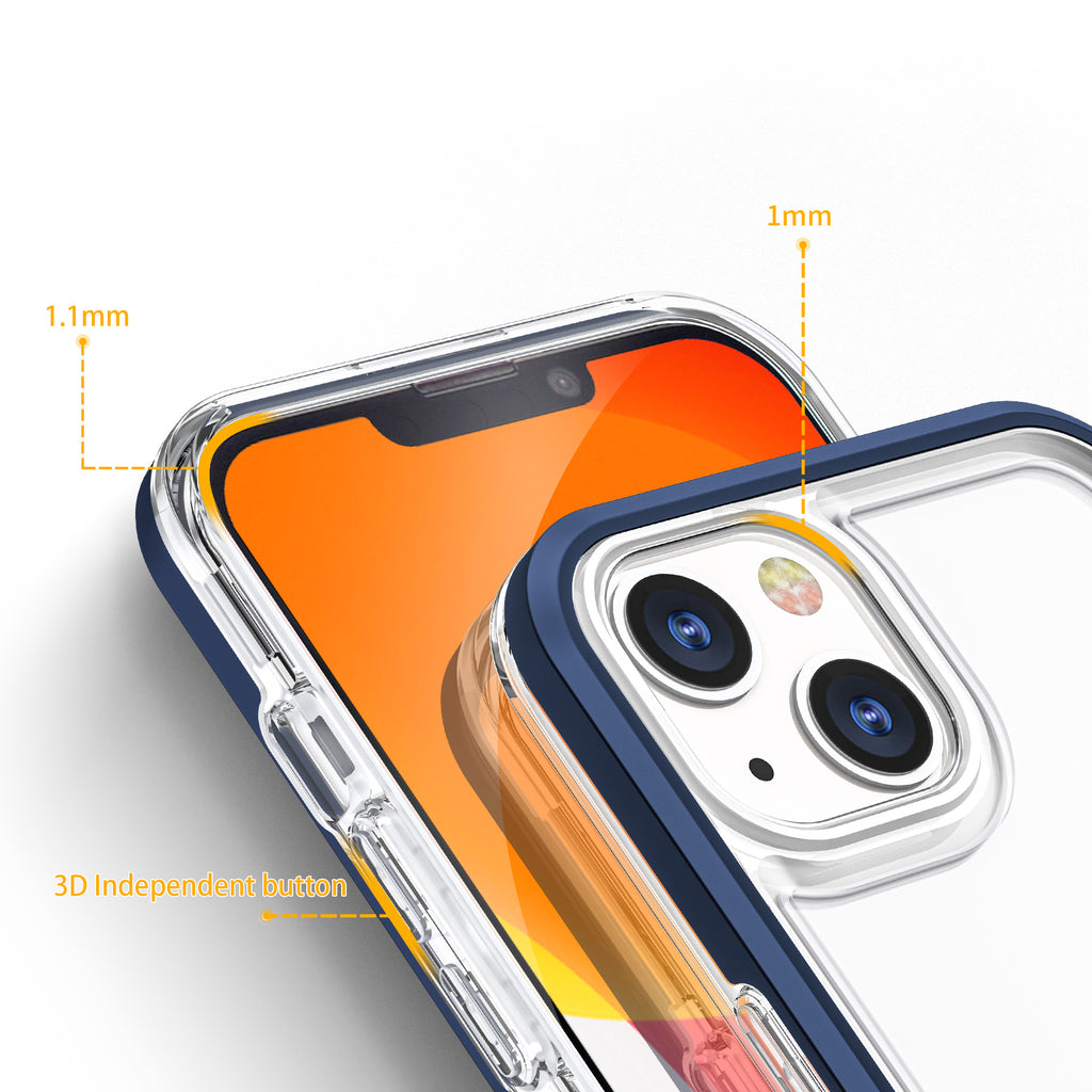 Skaidrus 3in1 dėklas iPhone 13 mini – mėlynas rėmelis