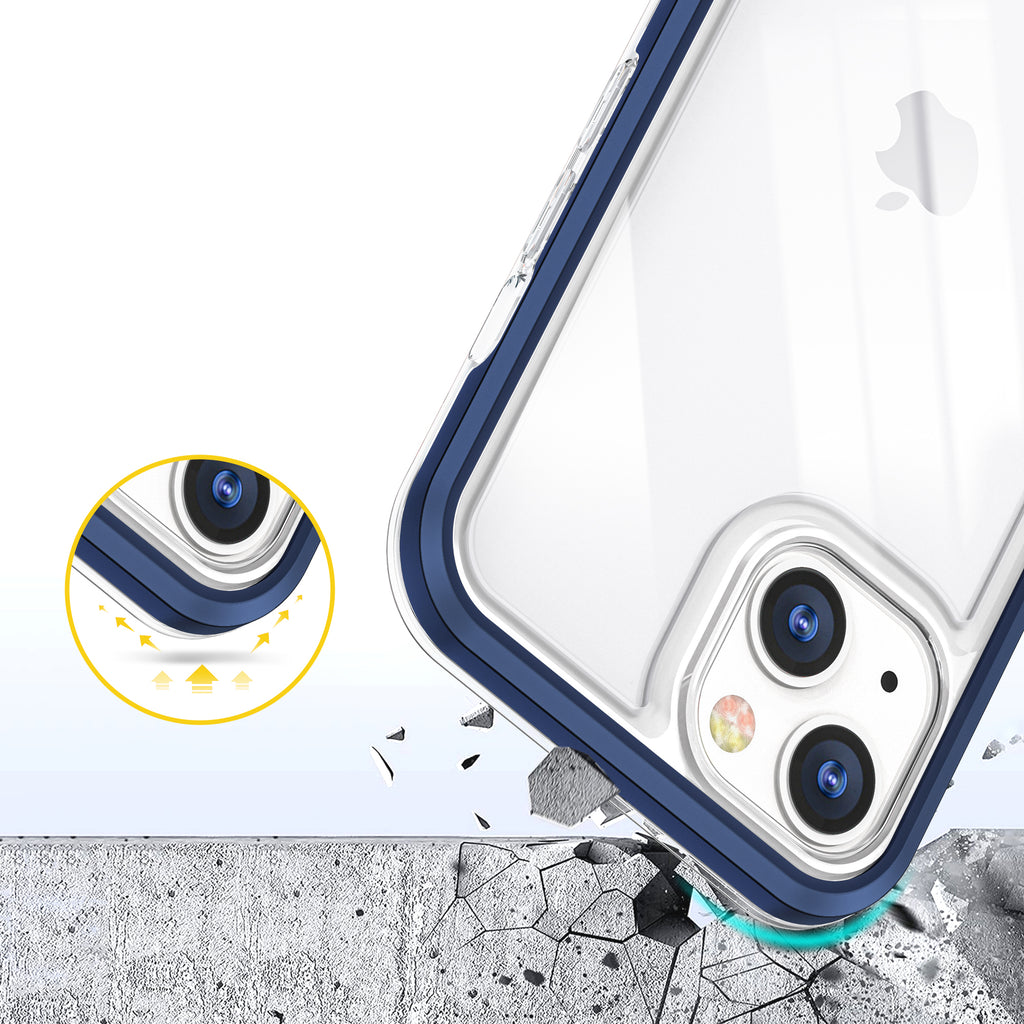 Skaidrus 3in1 dėklas iPhone 13 mini – mėlynas rėmelis