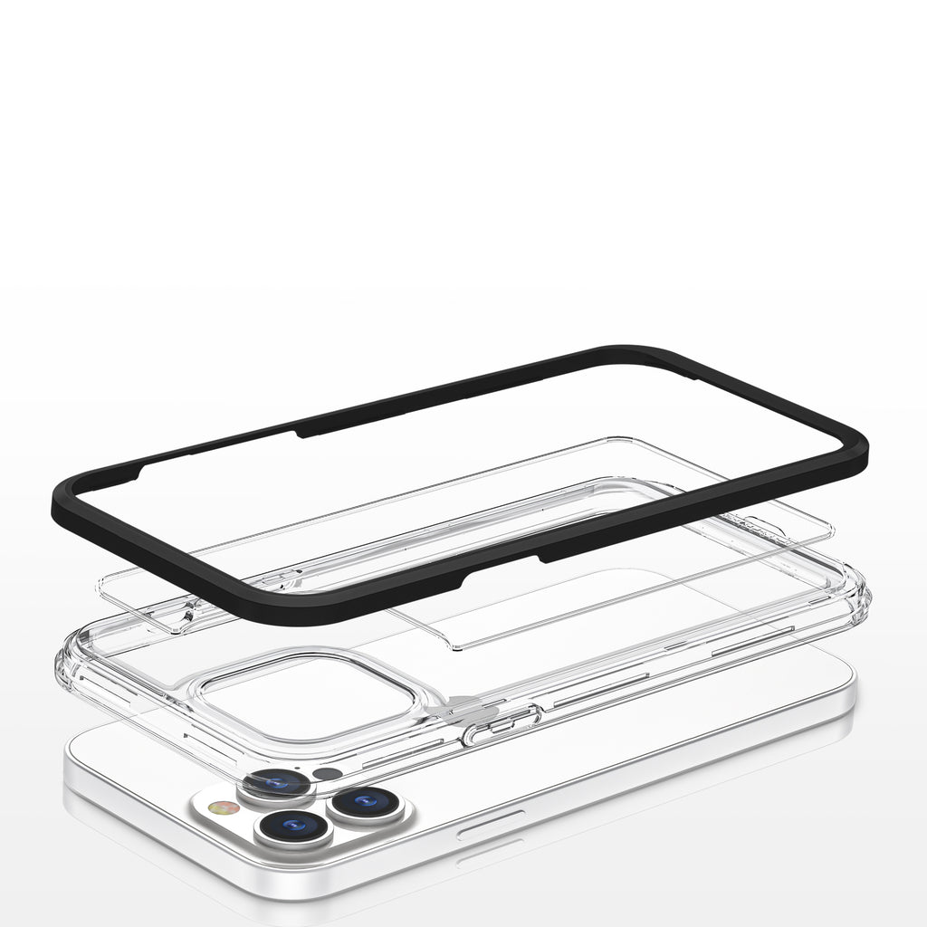 Skaidrus 3in1 dėklas iPhone 13 Pro – juodas rėmelis