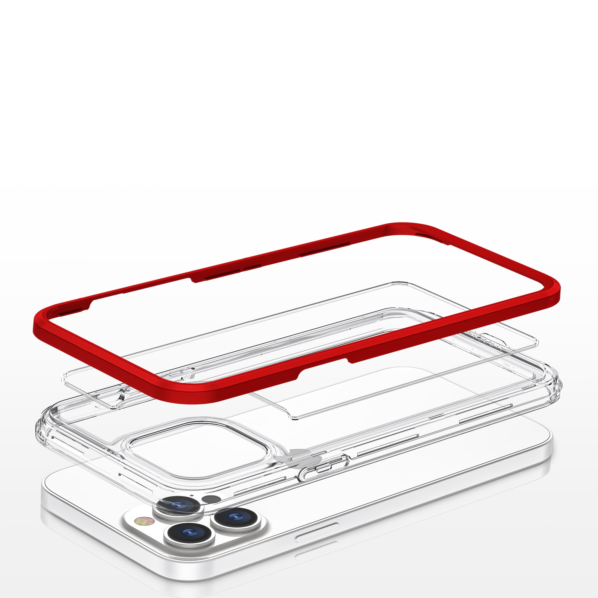 Skaidrus dėklas iPhone 13 Pro – raudonas rėmelis