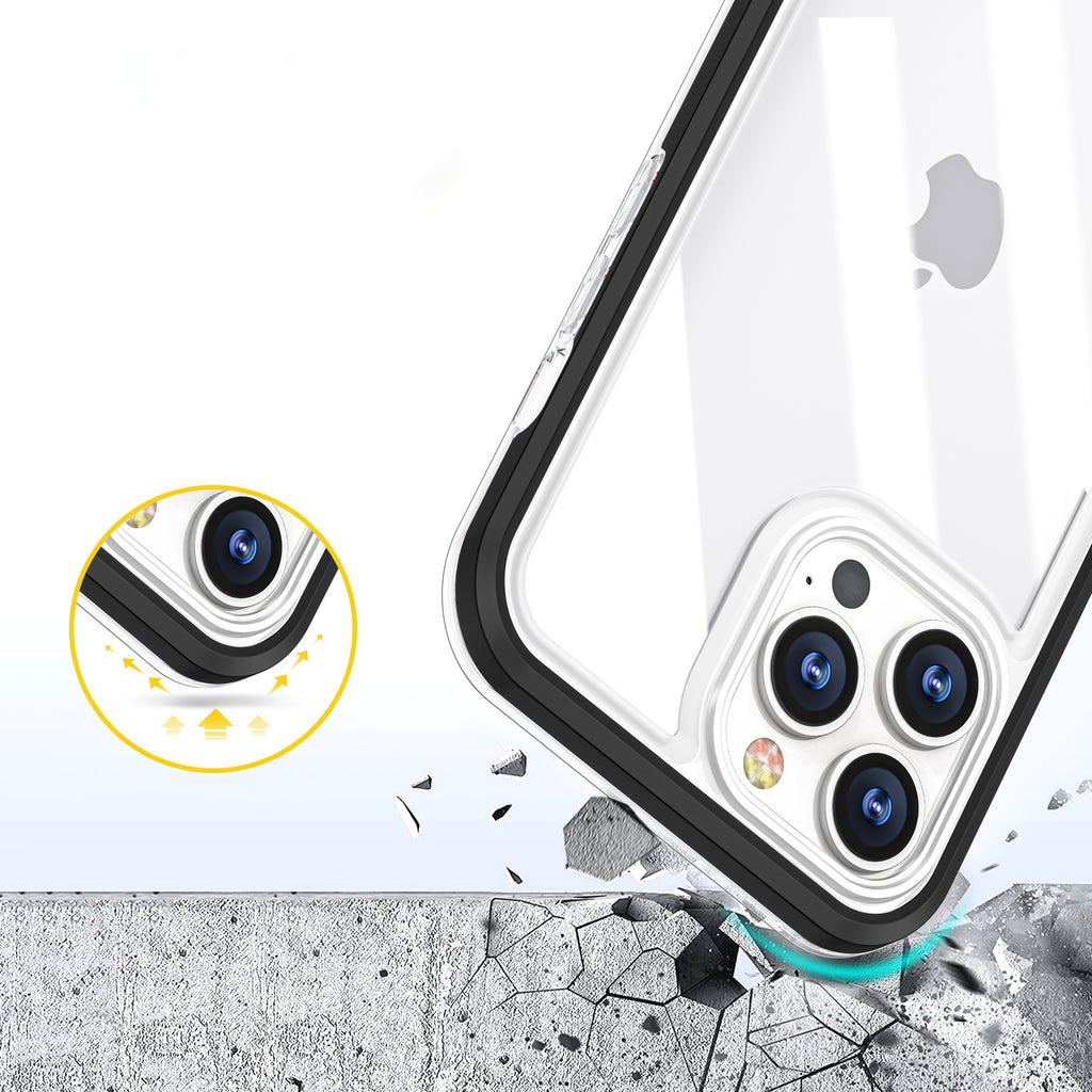 Skaidrus 3in1 dėklas iPhone 13 Pro Max – juodas rėmelis