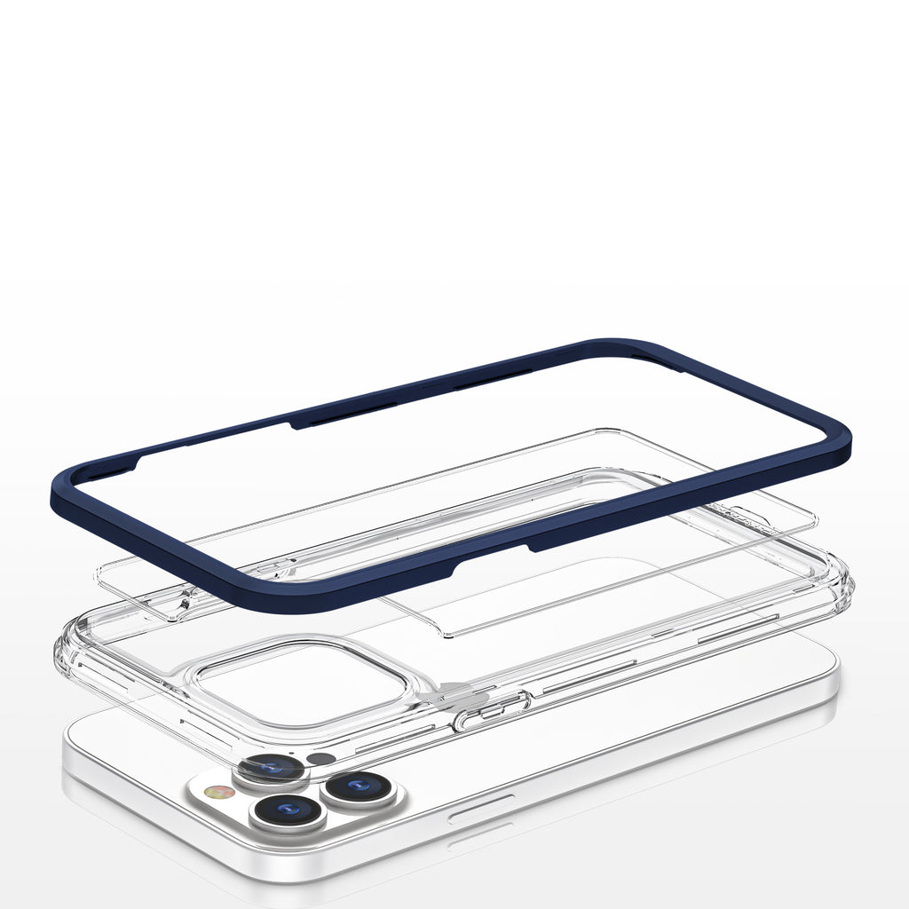 Skaidrus 3in1 dėklas iPhone 13 Pro Max – mėlynas