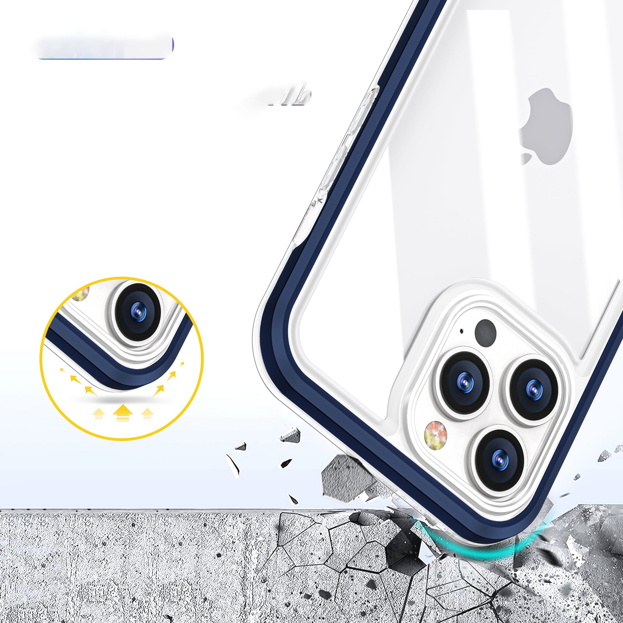 Skaidrus 3in1 dėklas iPhone 13 Pro Max – mėlynas