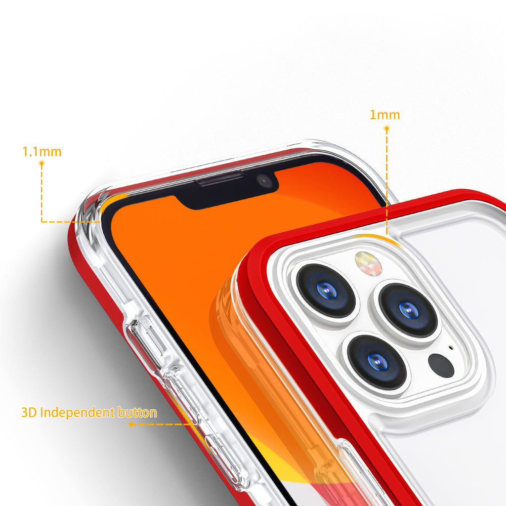 Skaidrus 3in1 dėklas iPhone 13 Pro Max – raudonas