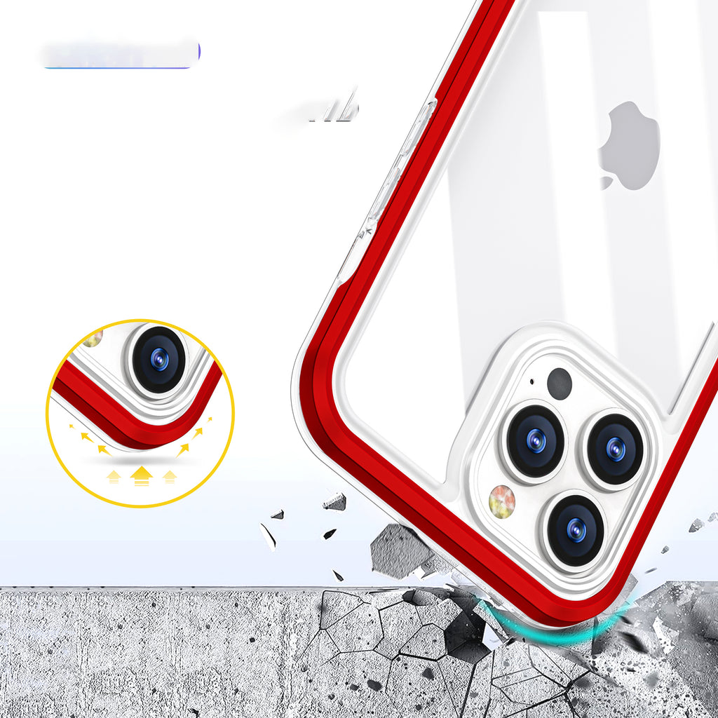 Skaidrus 3in1 dėklas iPhone 13 Pro Max – raudonas