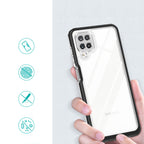 Skaidrus 3in1 dėklas Samsung Galaxy A22 4G – juodas rėmelis -- Samsung Galaxy A22