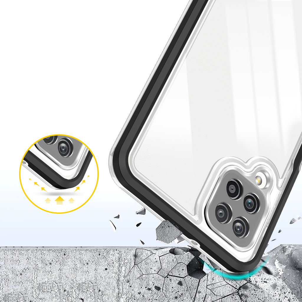 Skaidrus 3in1 dėklas Samsung Galaxy A22 4G – juodas rėmelis -- Samsung Galaxy A22