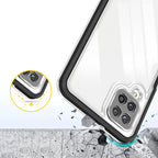 Skaidrus 3in1 dėklas Samsung Galaxy A22 4G – juodas rėmelis -- Samsung Galaxy A22