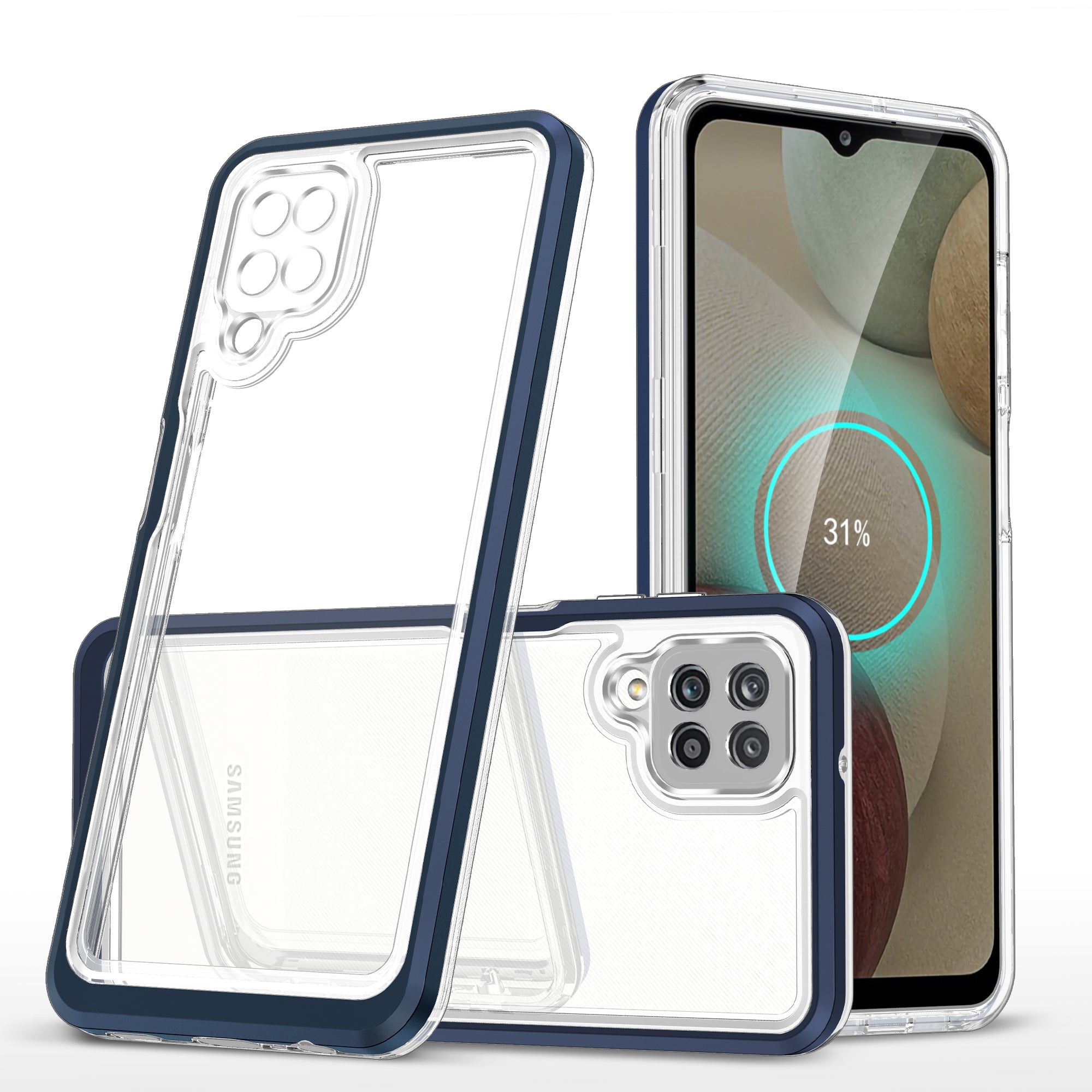 Skaidrus dėklas Samsung Galaxy A22 4G – mėlynas -- Samsung Galaxy A22