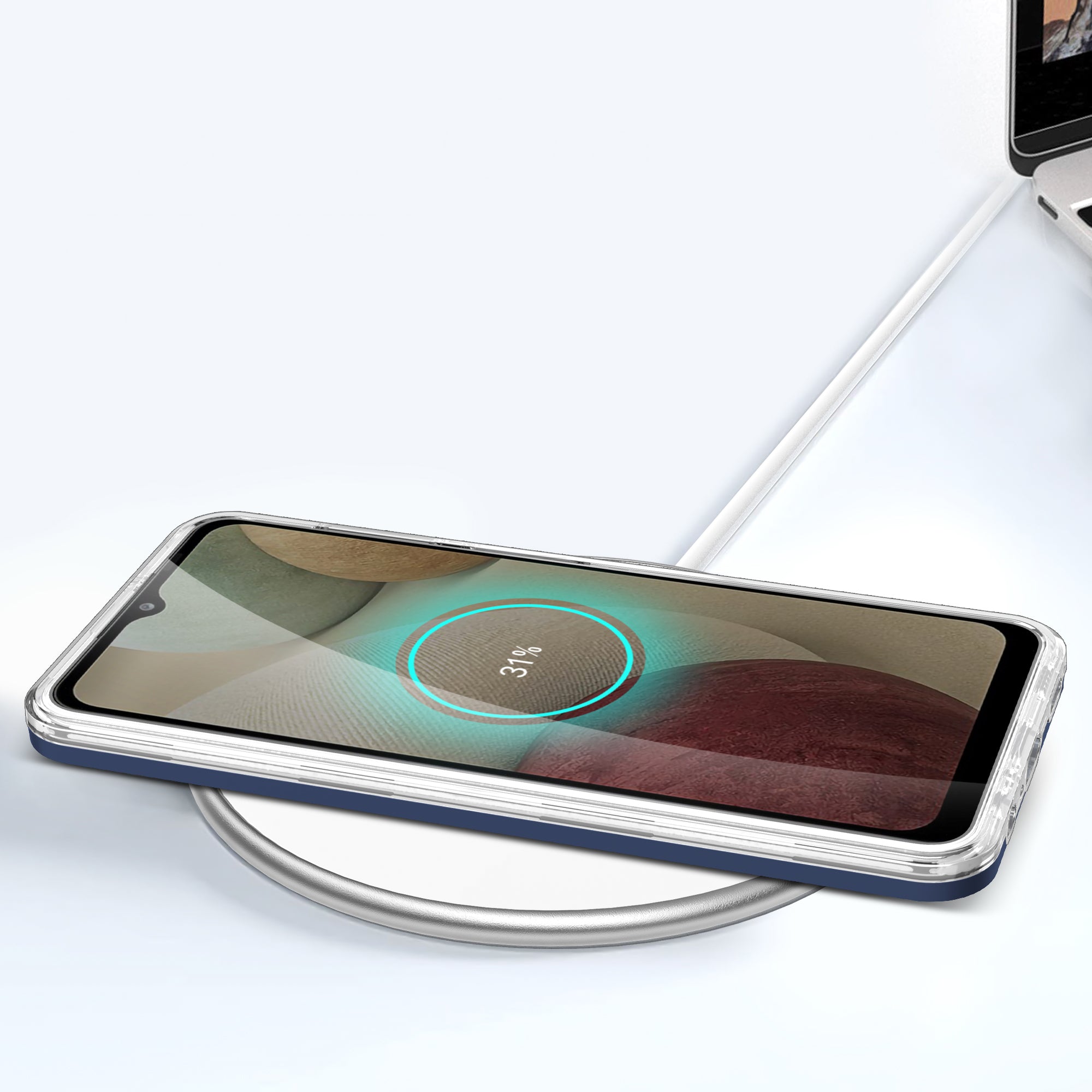 Skaidrus dėklas Samsung Galaxy A22 4G – mėlynas -- Samsung Galaxy A22