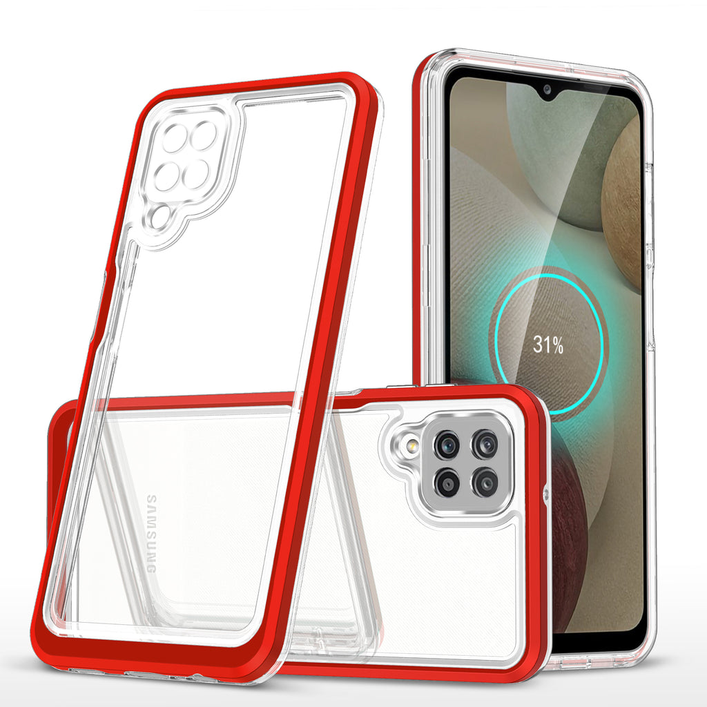 Skaidrus 3in1 dėklas Samsung Galaxy A22 4G – raudonas -- Samsung Galaxy A22