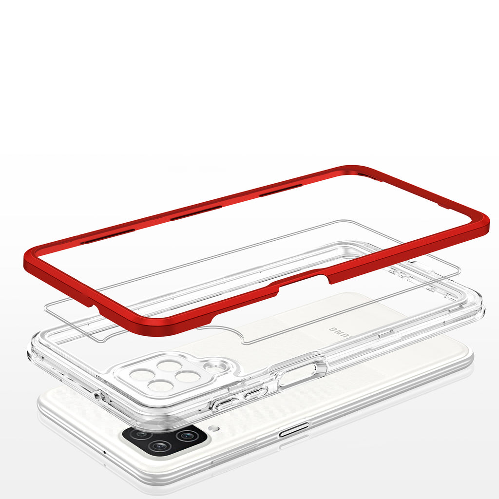 Skaidrus 3in1 dėklas Samsung Galaxy A22 4G – raudonas -- Samsung Galaxy A22