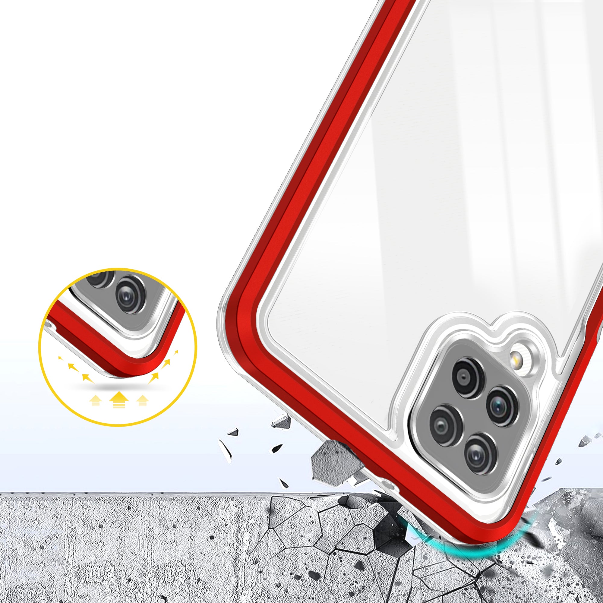 Skaidrus 3in1 dėklas Samsung Galaxy A22 4G – raudonas -- Samsung Galaxy A22