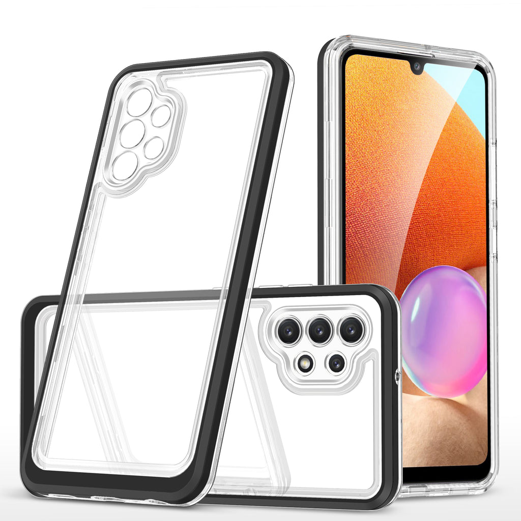 Skaidrus Hybrid Armor dėklas Samsung Galaxy A32 5G – juodas -- Samsung Galaxy A32