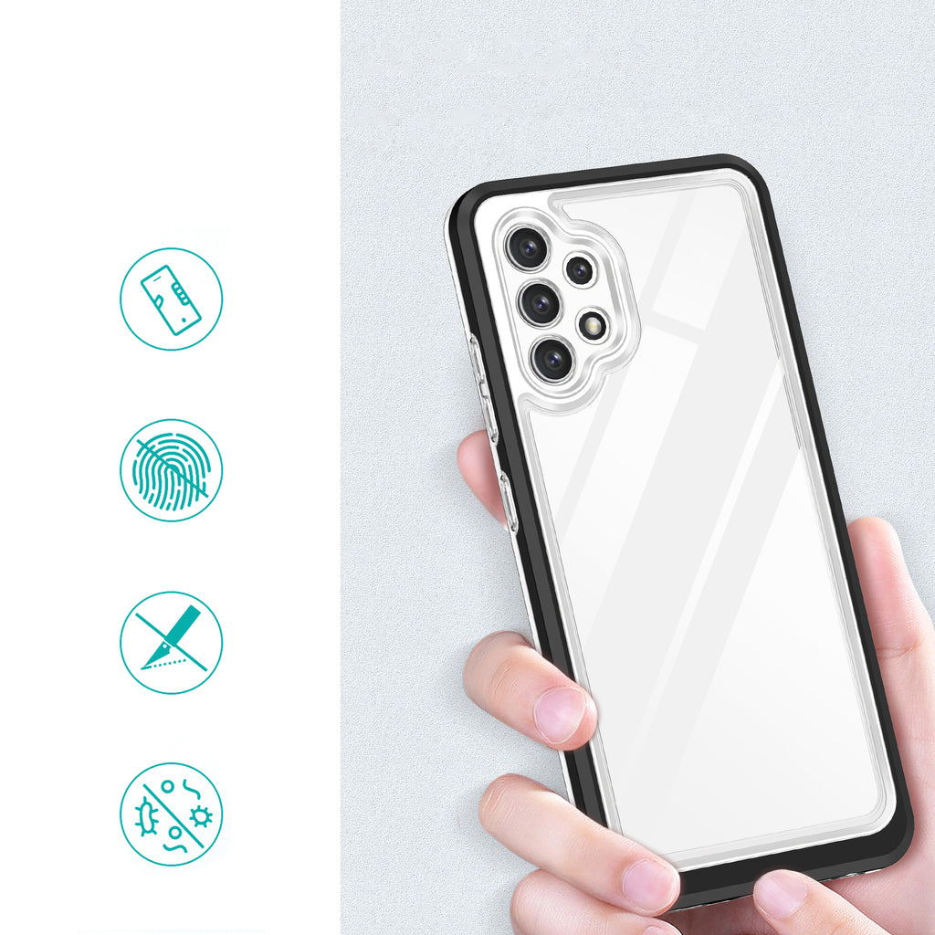 Skaidrus Hybrid Armor dėklas Samsung Galaxy A32 5G – juodas -- Samsung Galaxy A32