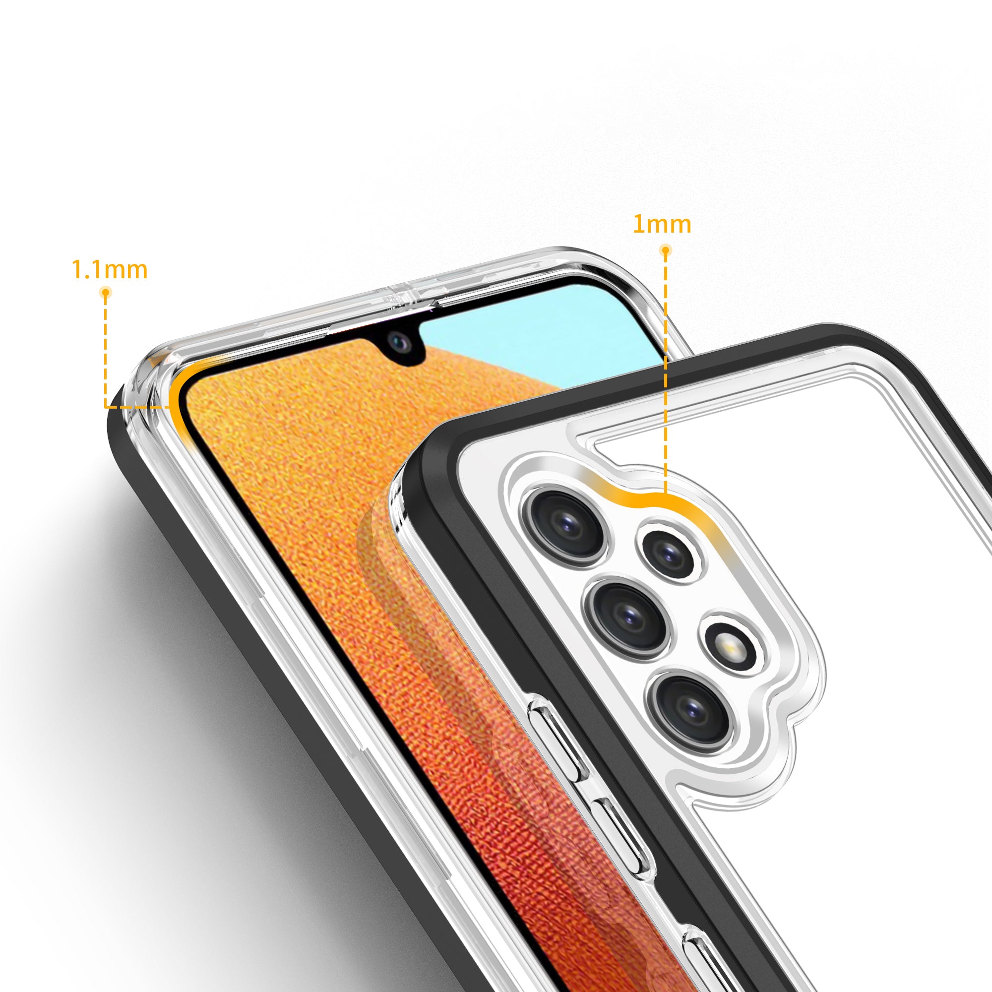 Skaidrus Hybrid Armor dėklas Samsung Galaxy A32 5G – juodas -- Samsung Galaxy A32