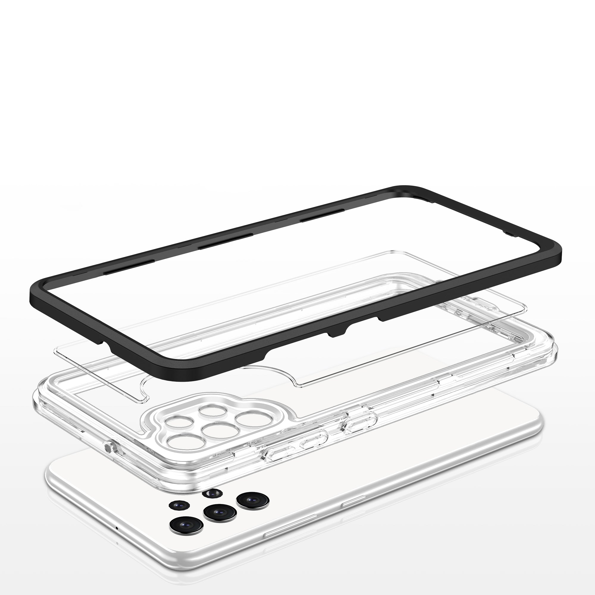 Skaidrus Hybrid Armor dėklas Samsung Galaxy A32 5G – juodas -- Samsung Galaxy A32