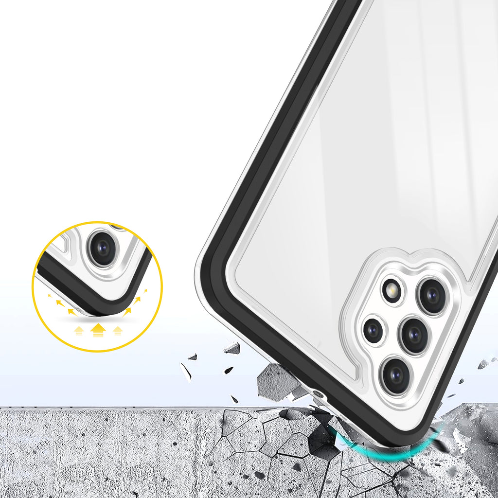 Skaidrus Hybrid Armor dėklas Samsung Galaxy A32 5G – juodas -- Samsung Galaxy A32