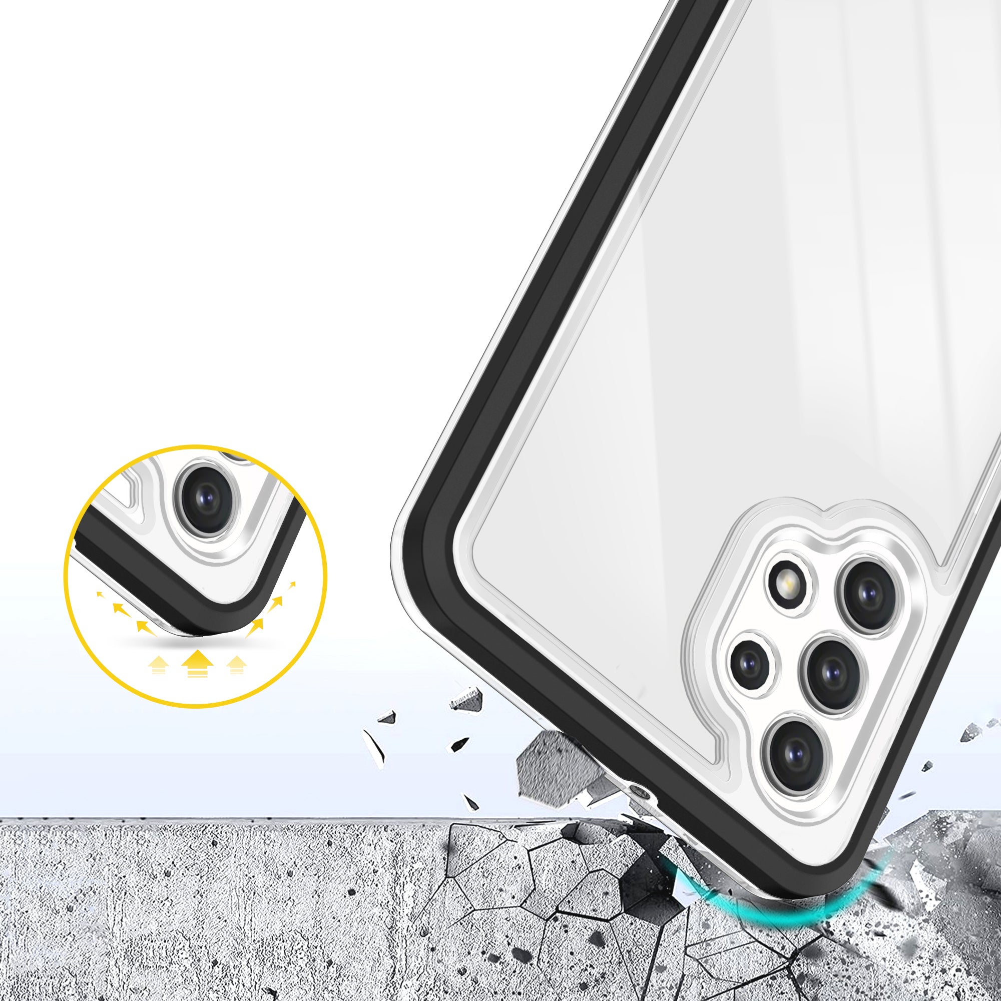 Skaidrus Hybrid Armor dėklas Samsung Galaxy A32 5G – juodas -- Samsung Galaxy A32