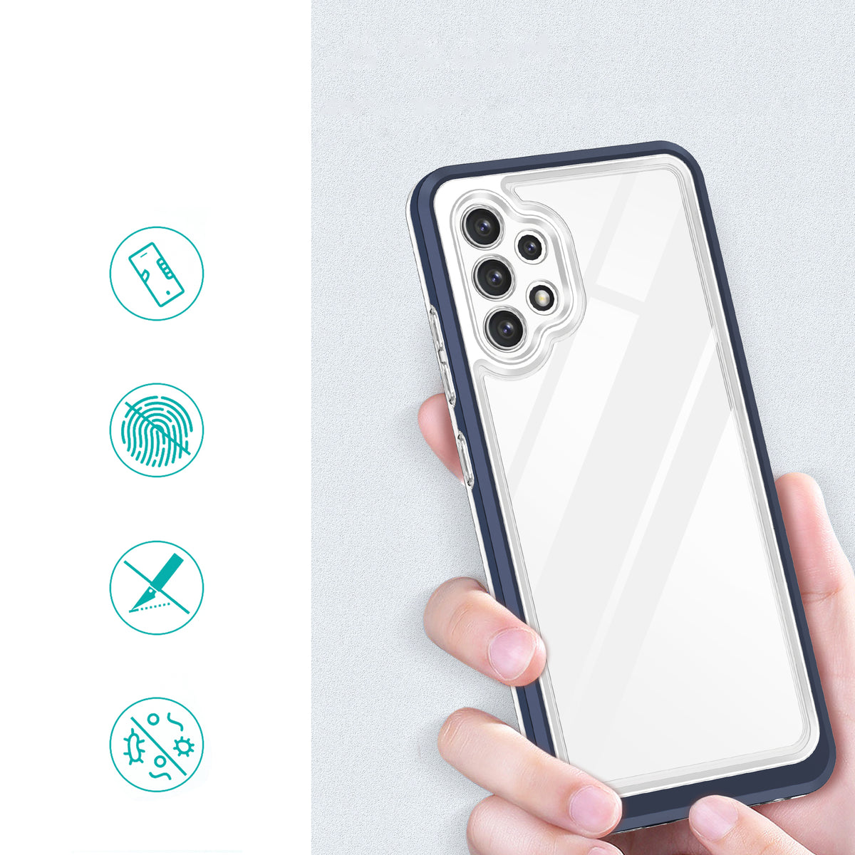 Skaidrus 3in1 dėklas Samsung Galaxy A32 5G – mėlynas -- Samsung Galaxy A32