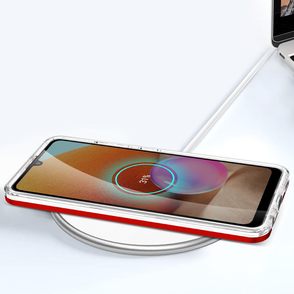 Skaidrus 3in1 dėklas Samsung Galaxy A32 5G – raudonas -- Samsung Galaxy A32