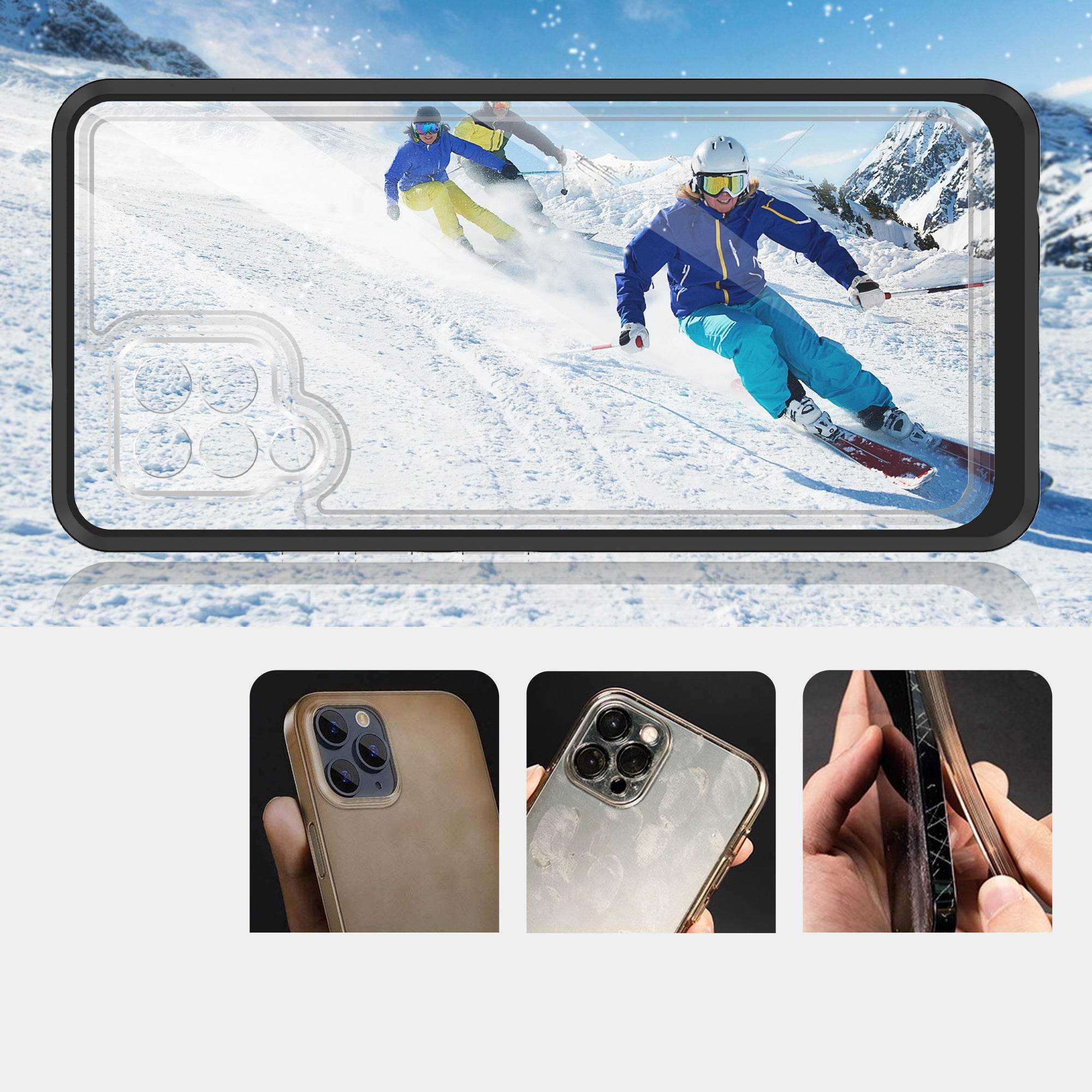 Skaidrus 3in1 dėklas Samsung Galaxy A42 5G – juodas -- Samsung Galaxy A42