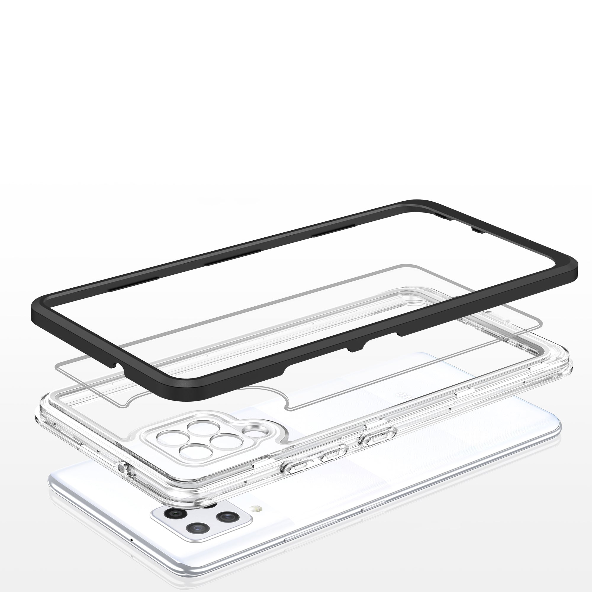 Skaidrus 3in1 dėklas Samsung Galaxy A42 5G – juodas -- Samsung Galaxy A42