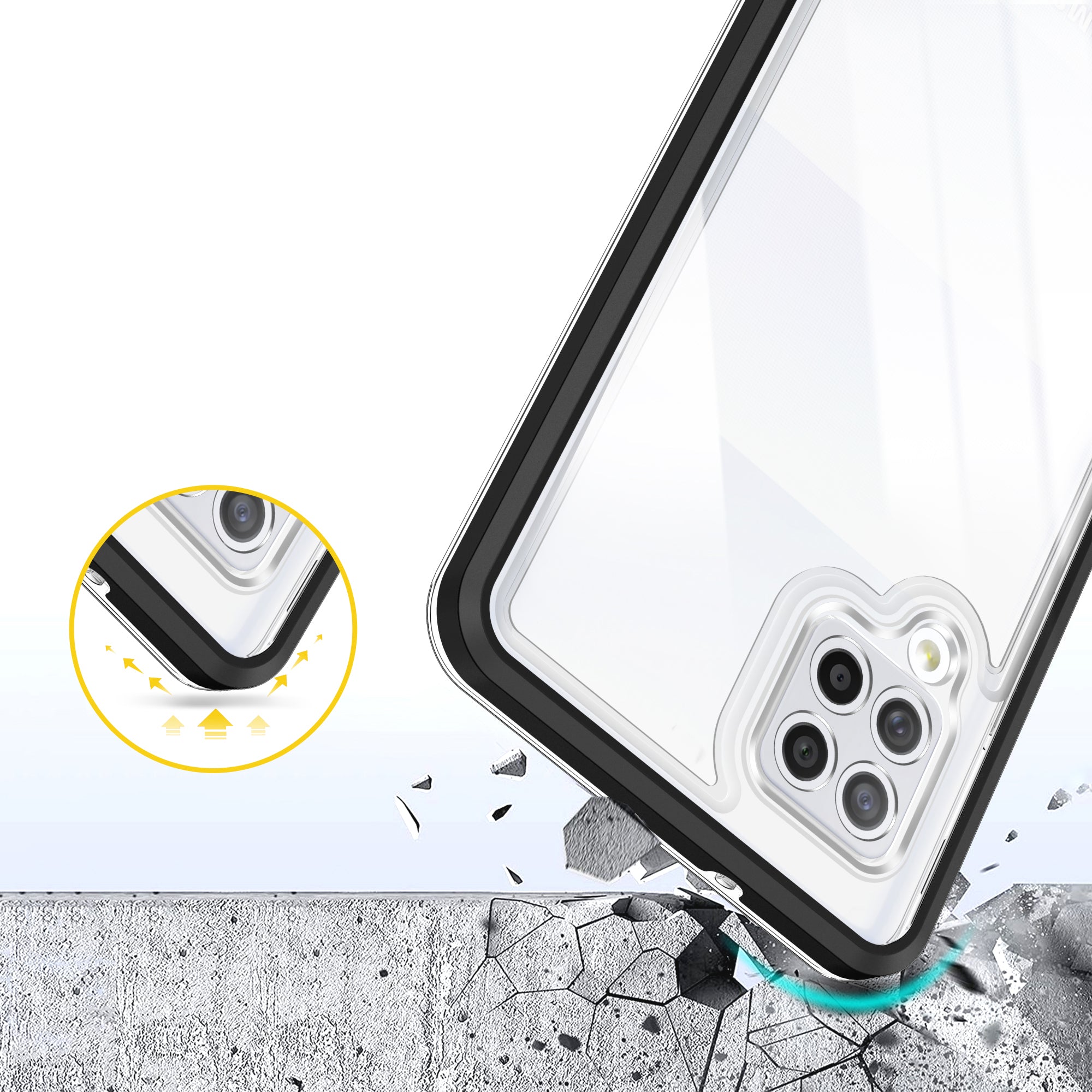 Skaidrus 3in1 dėklas Samsung Galaxy A42 5G – juodas -- Samsung Galaxy A42