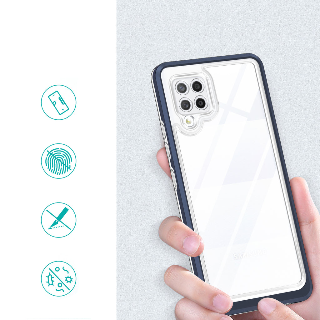 Skaidrus 3in1 dėklas Samsung Galaxy A42 5G – mėlynas -- Samsung Galaxy A42