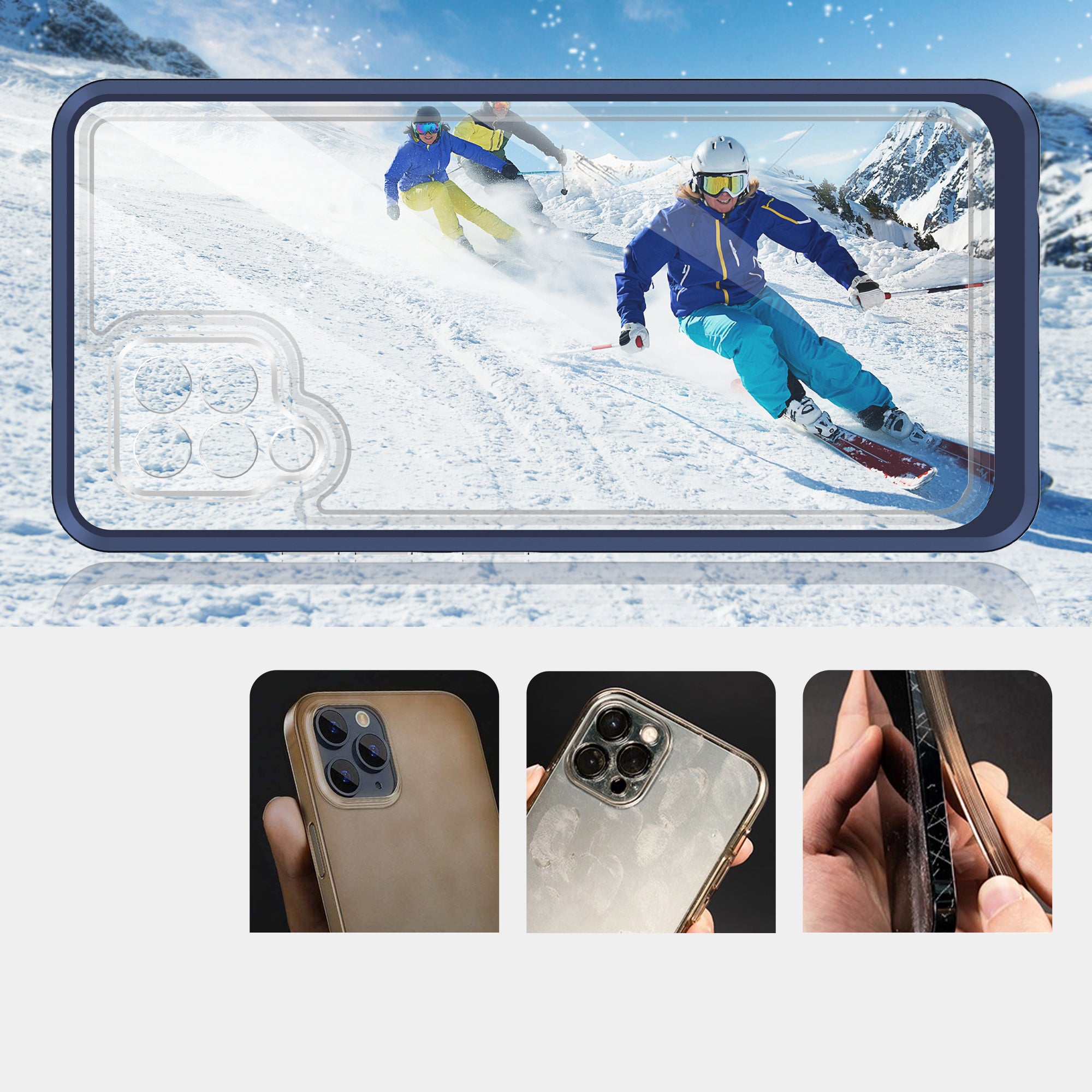 Skaidrus 3in1 dėklas Samsung Galaxy A42 5G – mėlynas -- Samsung Galaxy A42