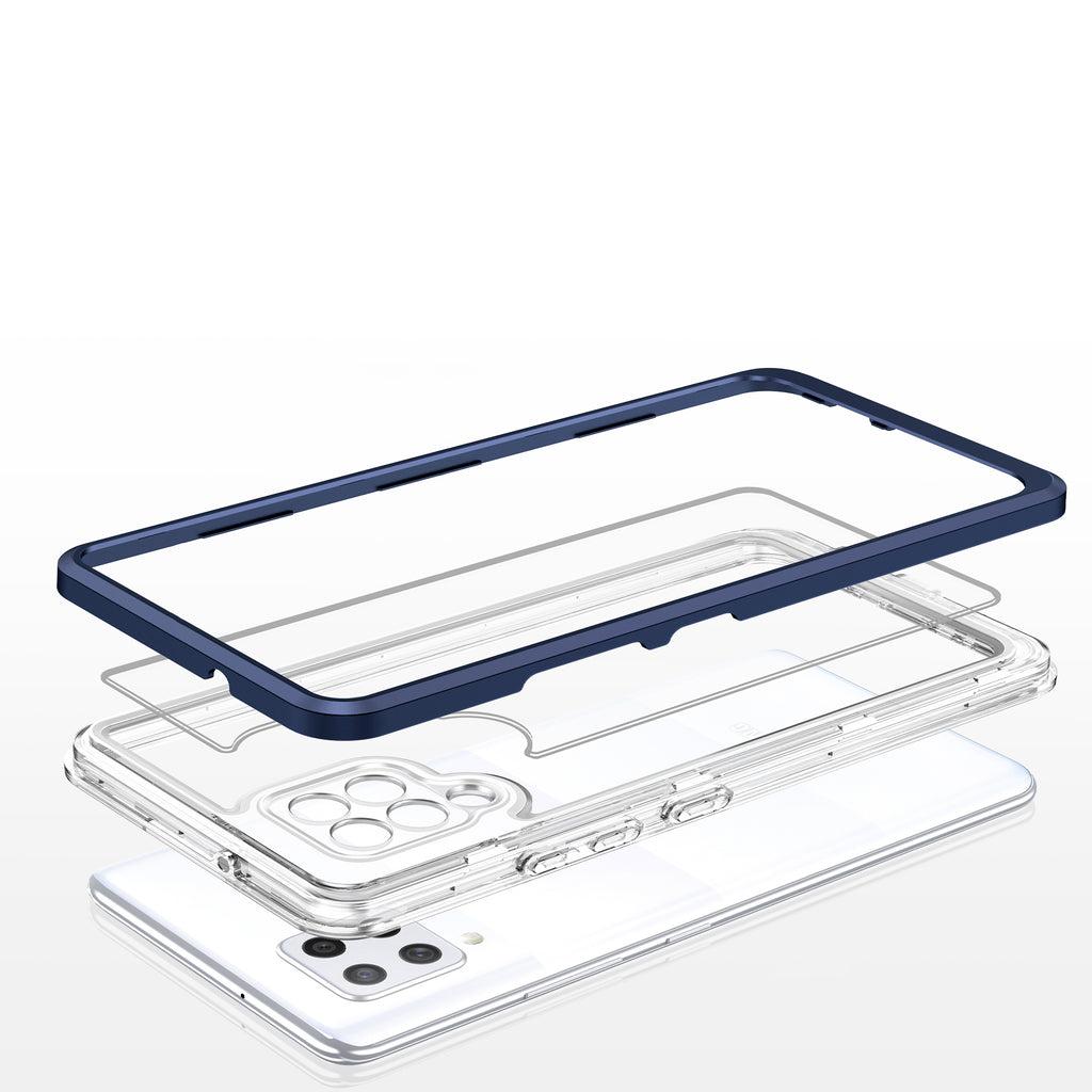 Skaidrus 3in1 dėklas Samsung Galaxy A42 5G – mėlynas -- Samsung Galaxy A42