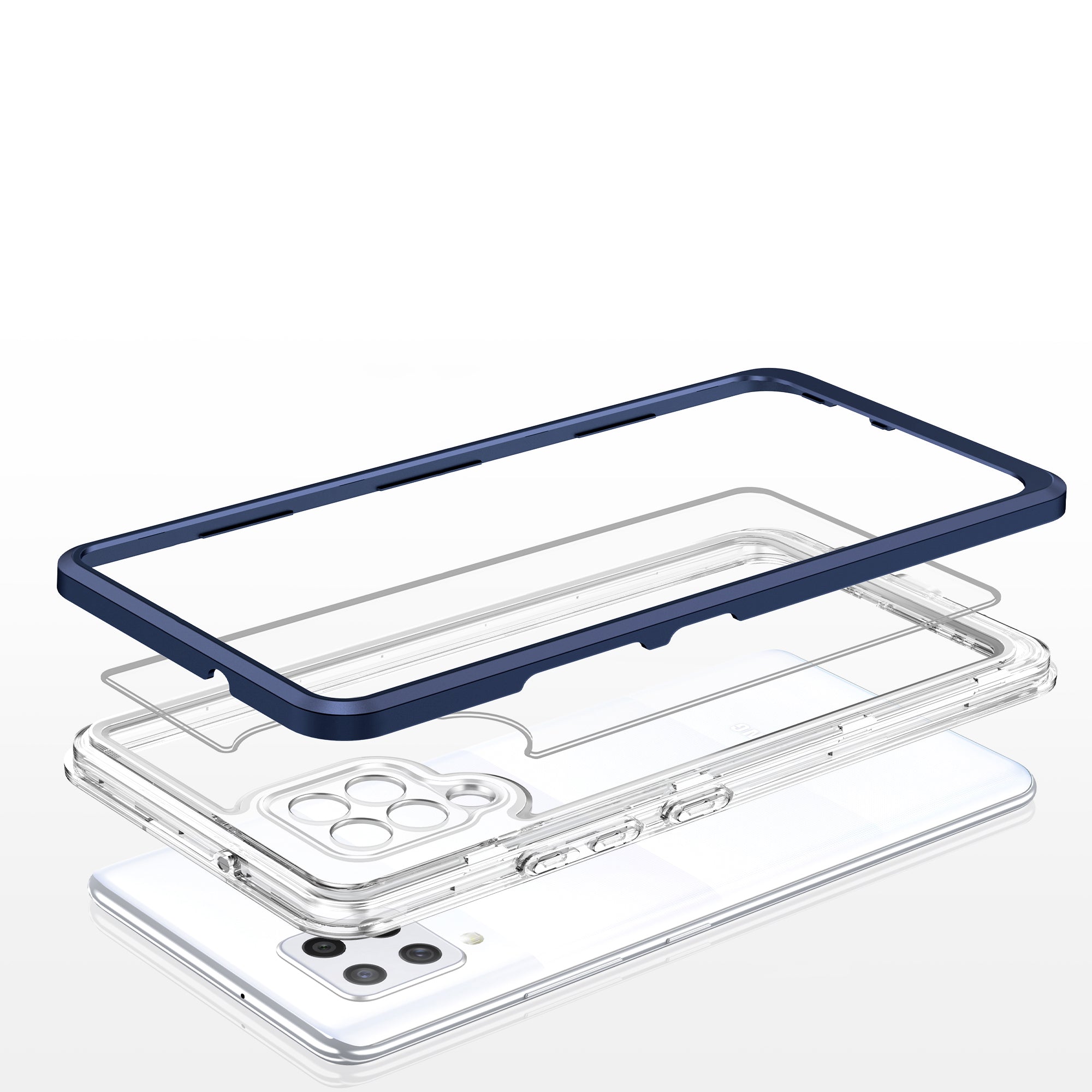 Skaidrus 3in1 dėklas Samsung Galaxy A42 5G – mėlynas -- Samsung Galaxy A42