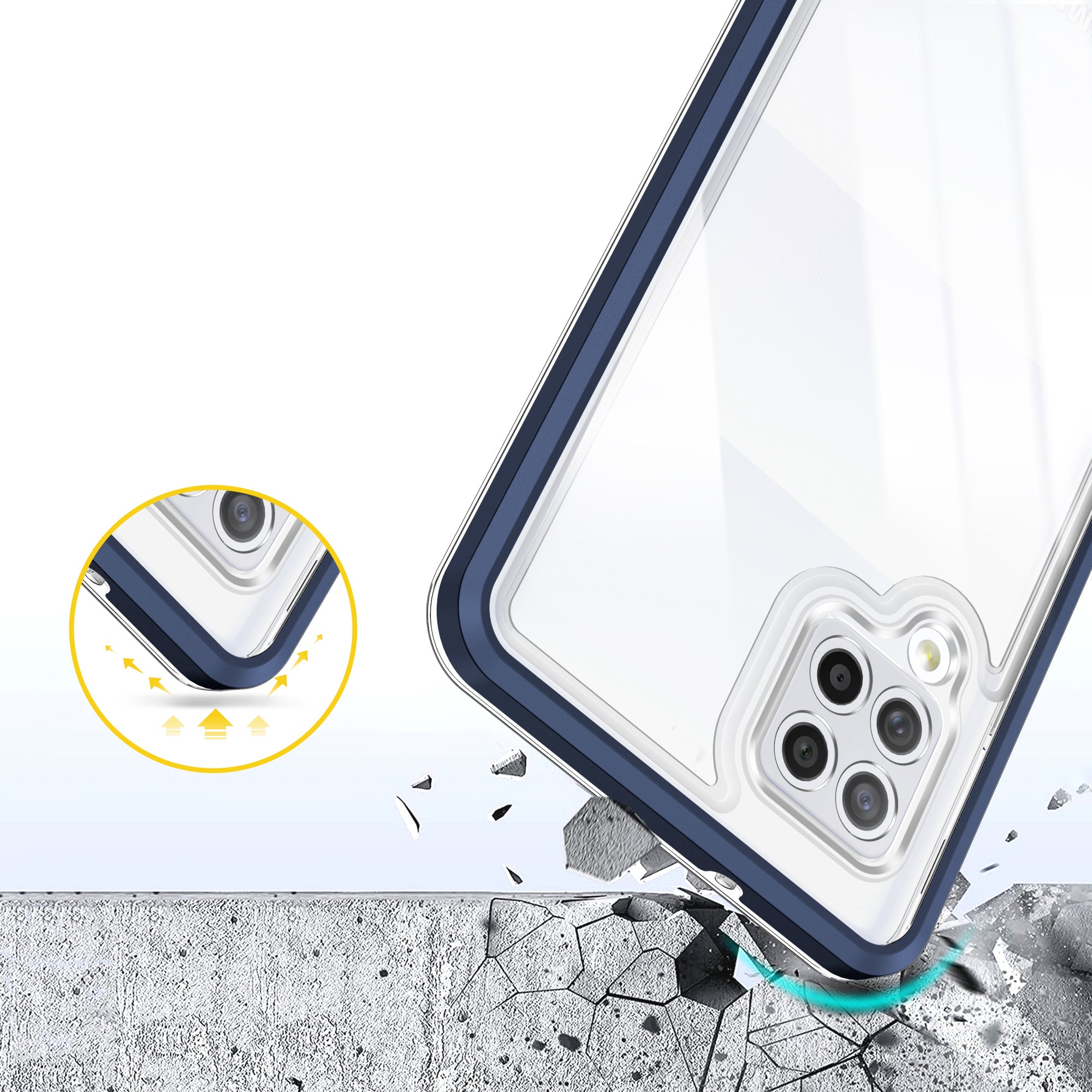Skaidrus 3in1 dėklas Samsung Galaxy A42 5G – mėlynas -- Samsung Galaxy A42
