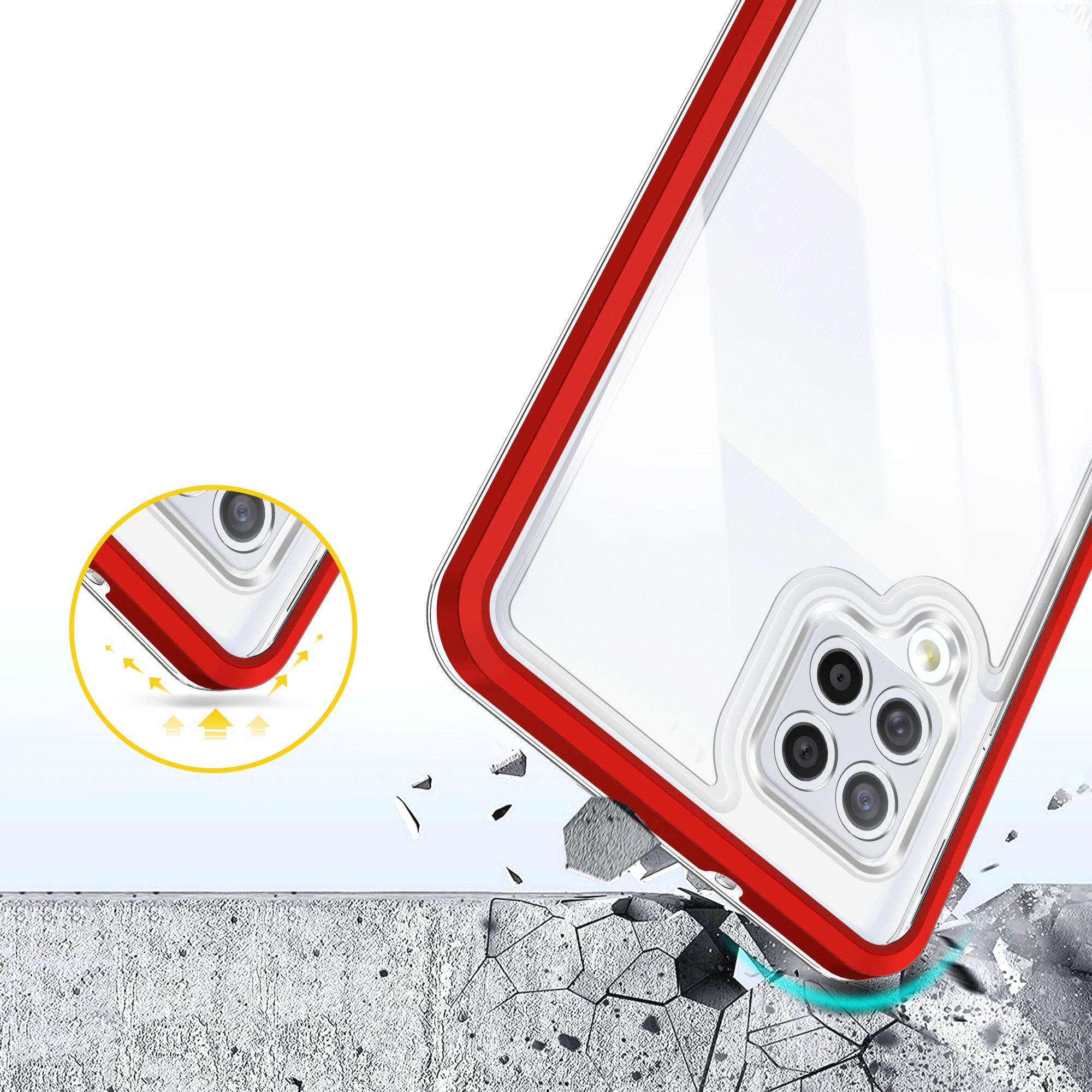 Skaidrus dėklas Samsung Galaxy A42 5G – raudonas -- Samsung Galaxy A42