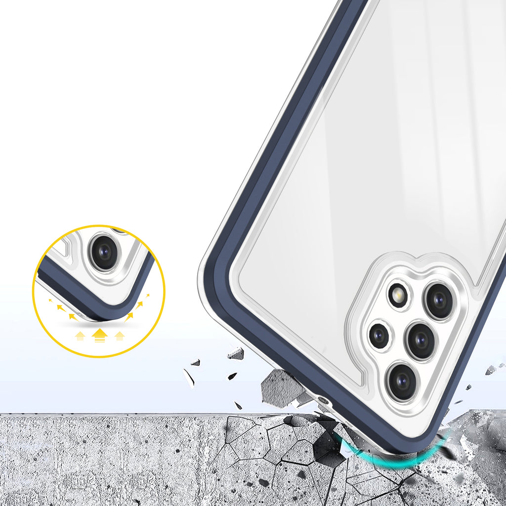 Skaidrus 3in1 dėklas Samsung Galaxy A72 4G – mėlynas -- Samsung Galaxy A72