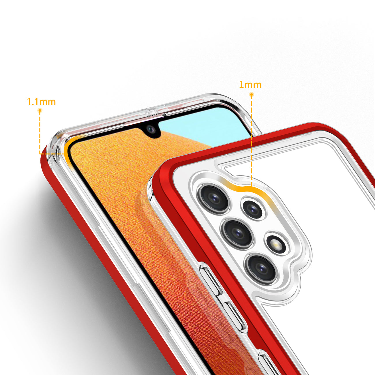 Skaidrus dėklas Samsung Galaxy A72 4G – raudonas rėmelis -- Samsung Galaxy A72