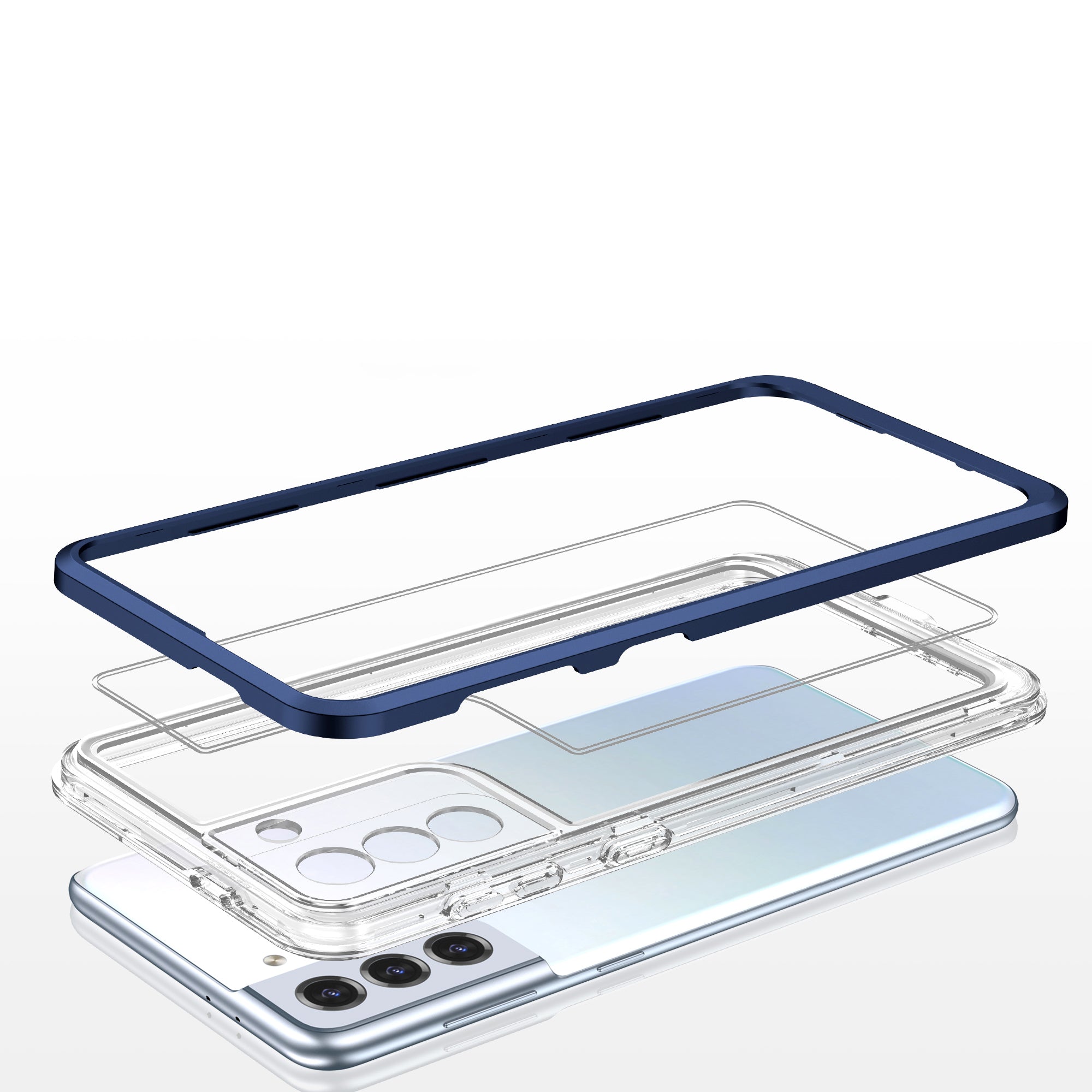 Skaidrus 3in1 dėklas Samsung Galaxy S21+ 5G – mėlynas -- Samsung Galaxy S21+