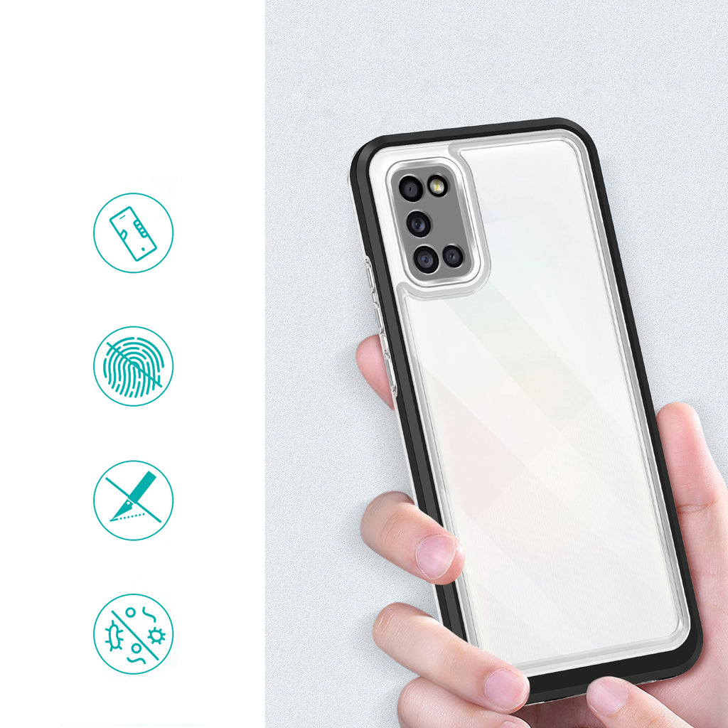 Skaidrus 3in1 dėklas Samsung Galaxy A03s – juodas -- Samsung Galaxy A03s