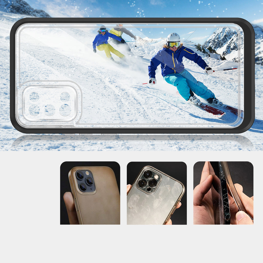 Skaidrus 3in1 dėklas Samsung Galaxy A03s – juodas -- Samsung Galaxy A03s