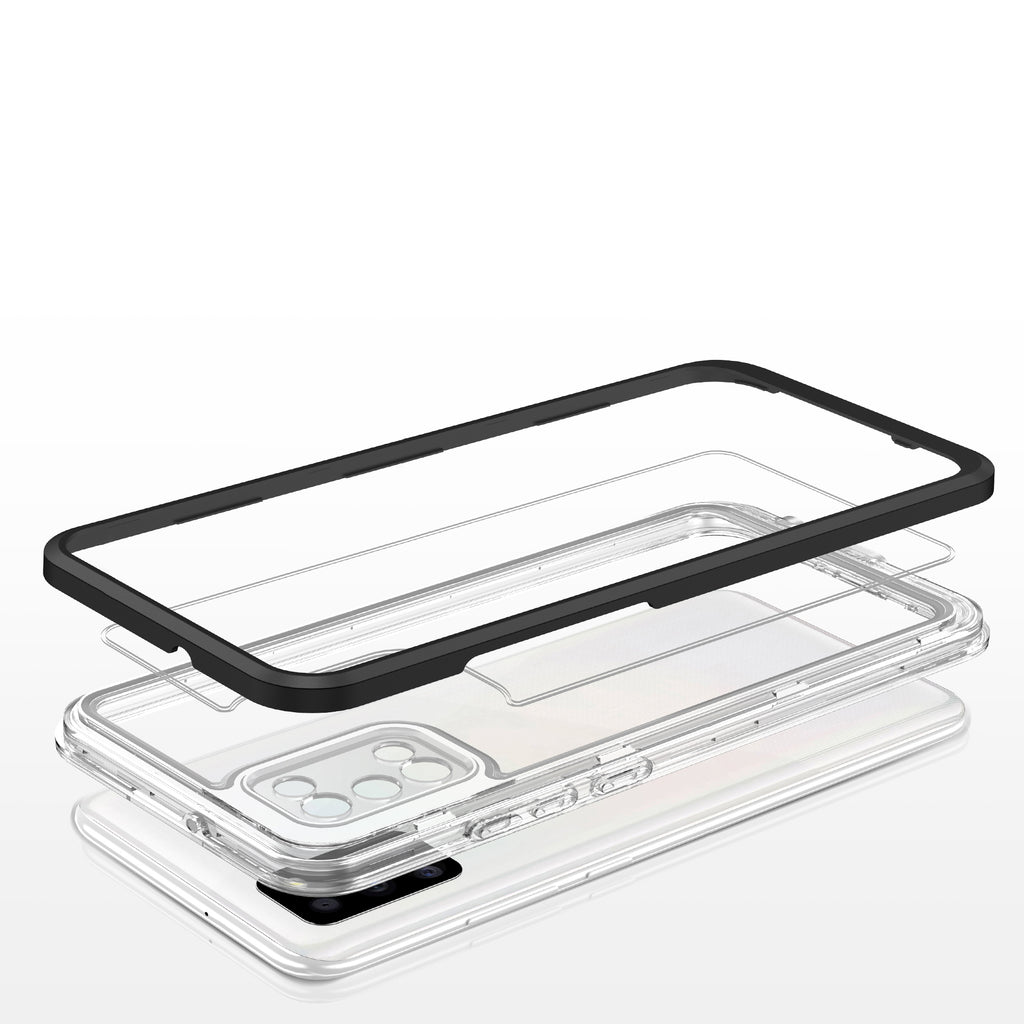 Skaidrus 3in1 dėklas Samsung Galaxy A03s – juodas -- Samsung Galaxy A03s