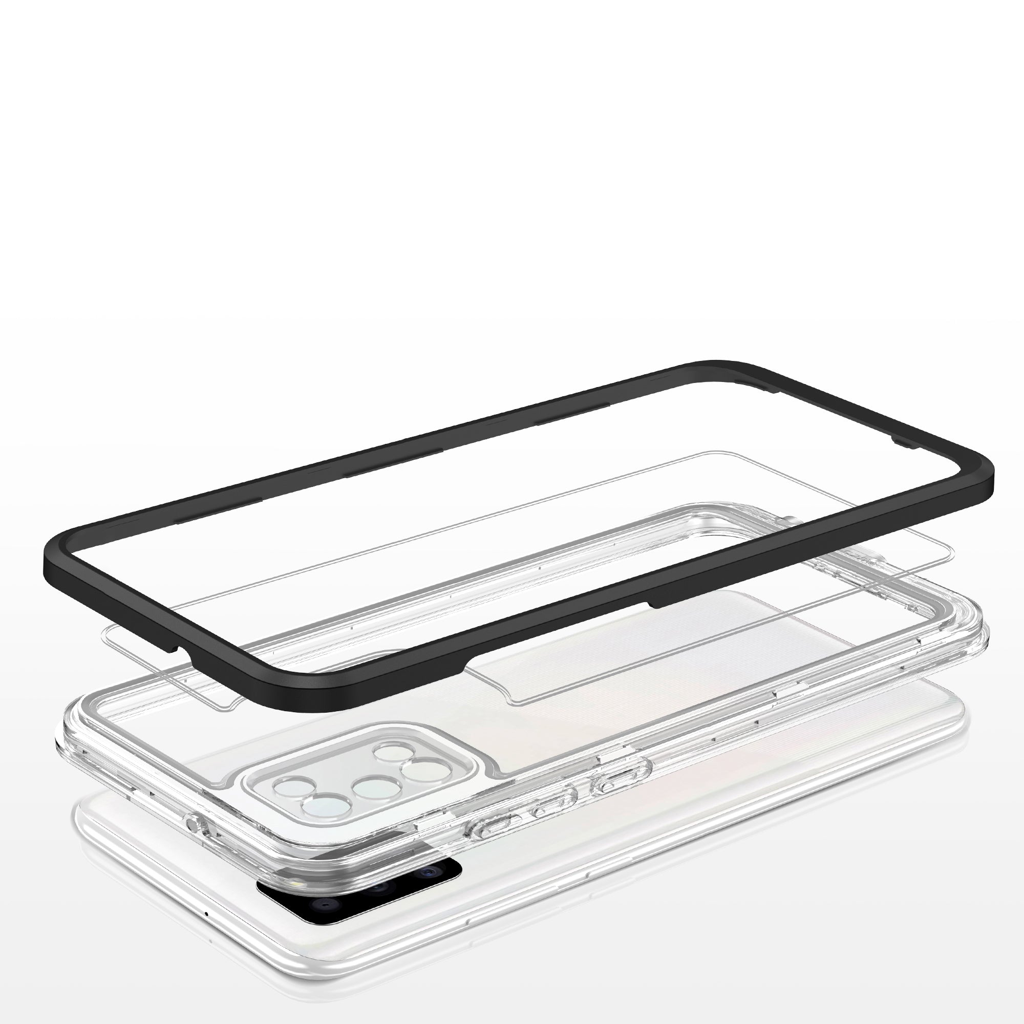 Skaidrus 3in1 dėklas Samsung Galaxy A03s – juodas -- Samsung Galaxy A03s