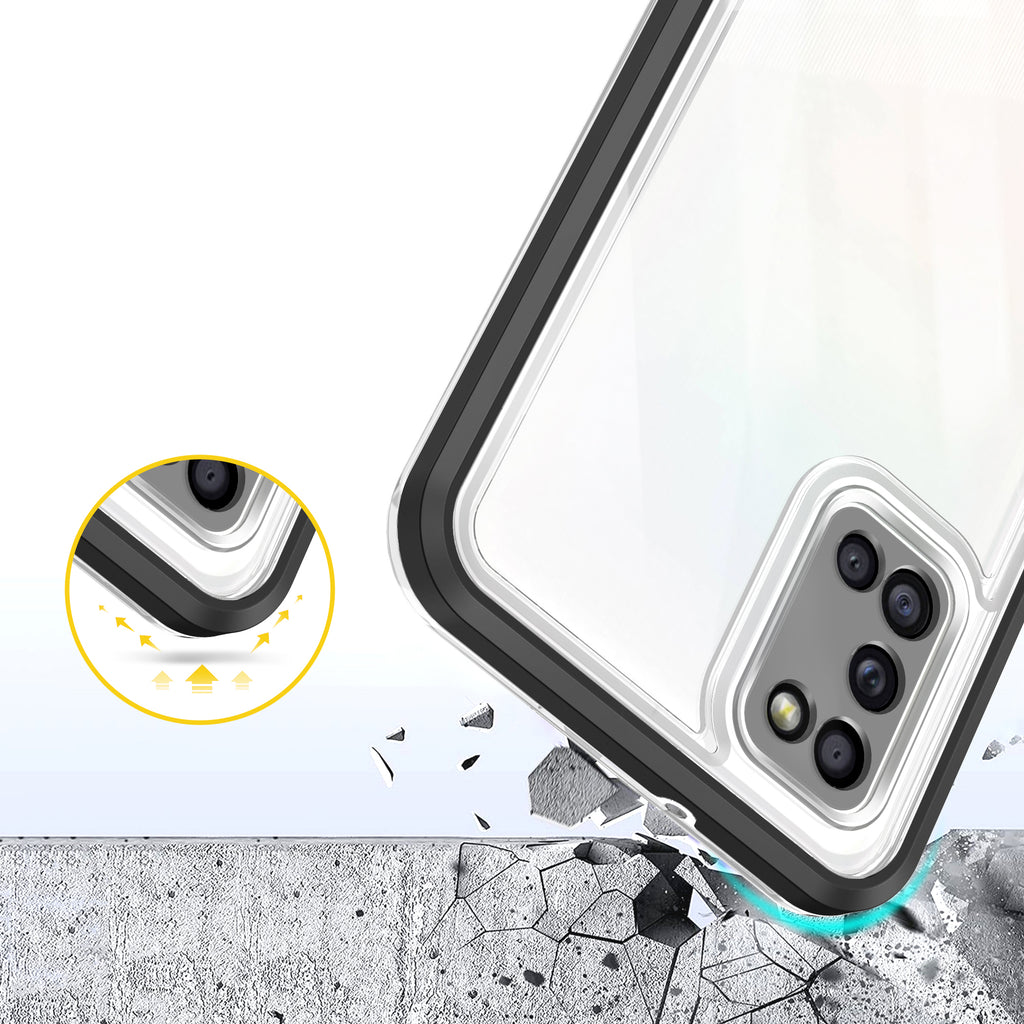 Skaidrus 3in1 dėklas Samsung Galaxy A03s – juodas -- Samsung Galaxy A03s