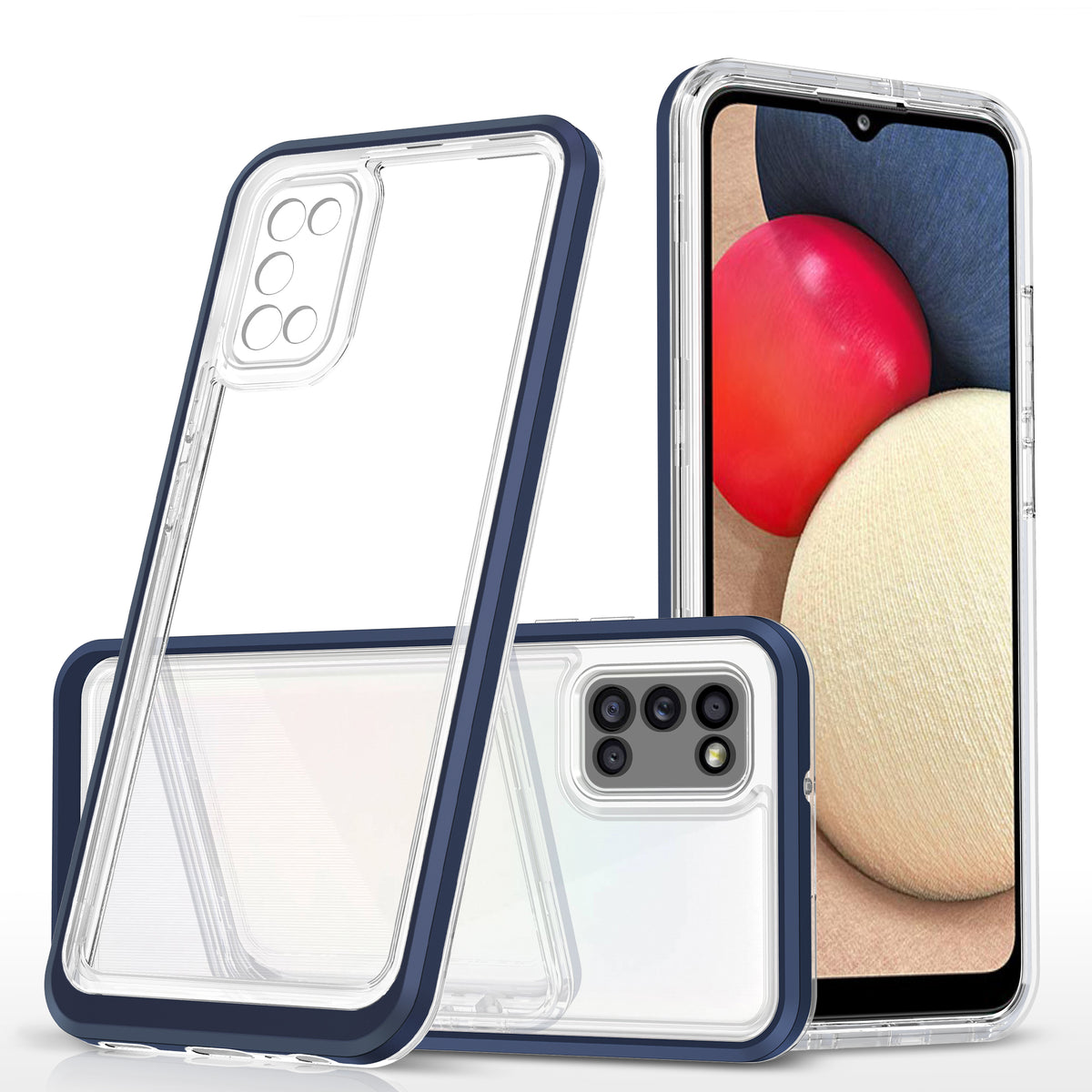 Skaidrus hibridinis dėklas Samsung Galaxy A03s – mėlynas -- Samsung Galaxy A03s